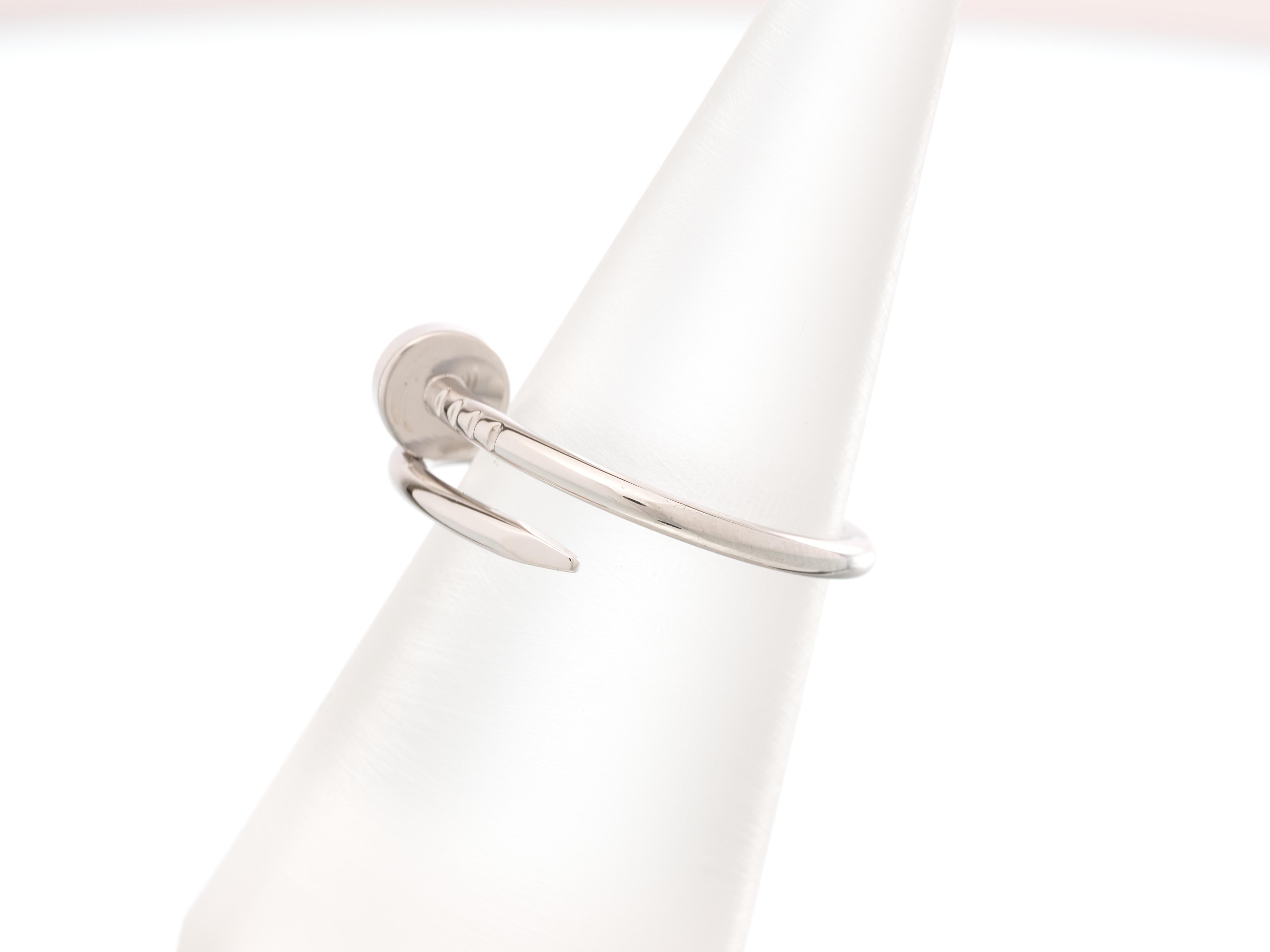 Cartier Anillo Oro Juste Un Clou Anillo Clavo 18ct Blanco Pequeño Tamaño 56 Caja Papeles en venta 8
