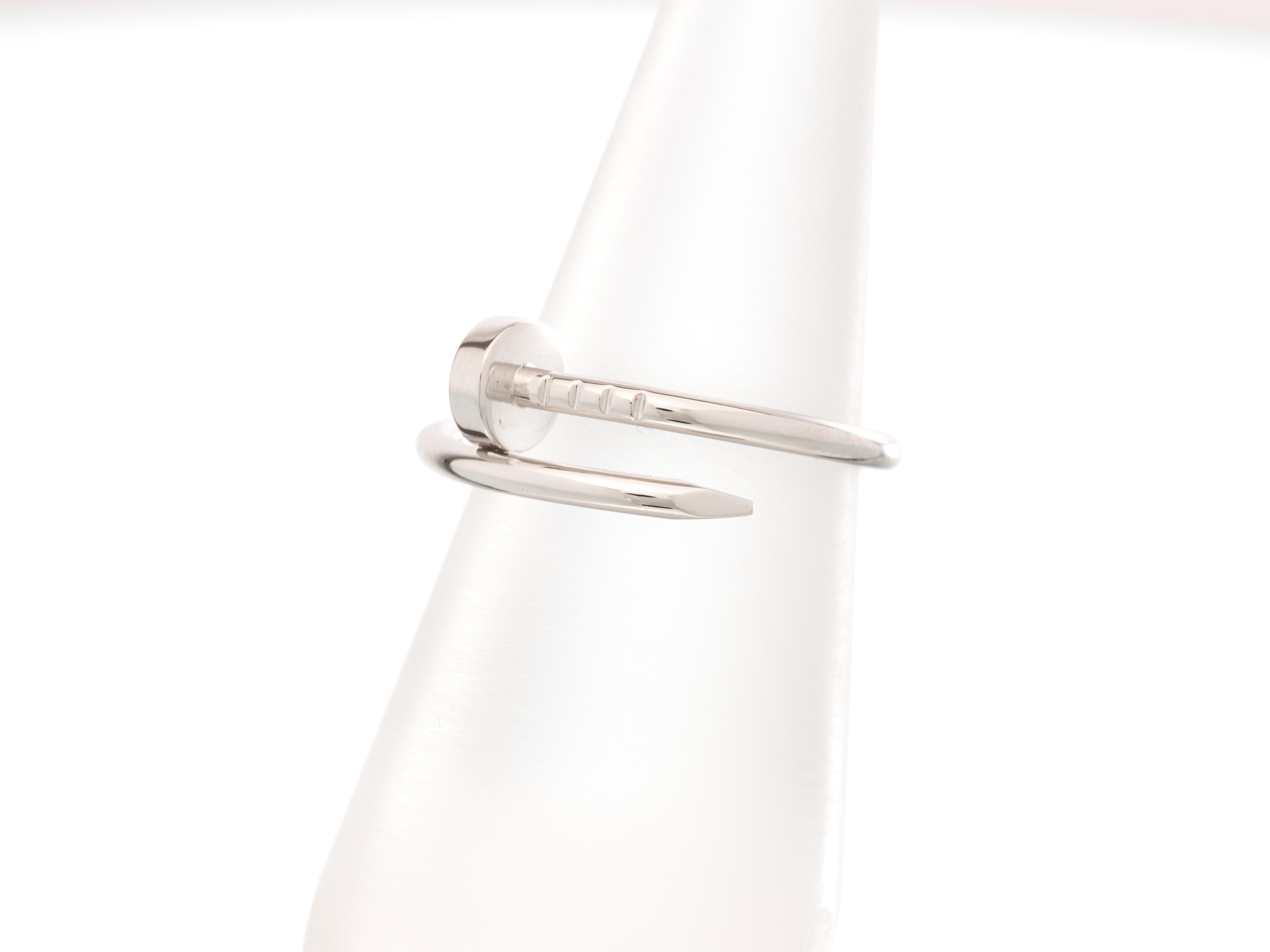 Cartier Anillo Oro Juste Un Clou Anillo Clavo 18ct Blanco Pequeño Tamaño 56 Caja Papeles en venta 10