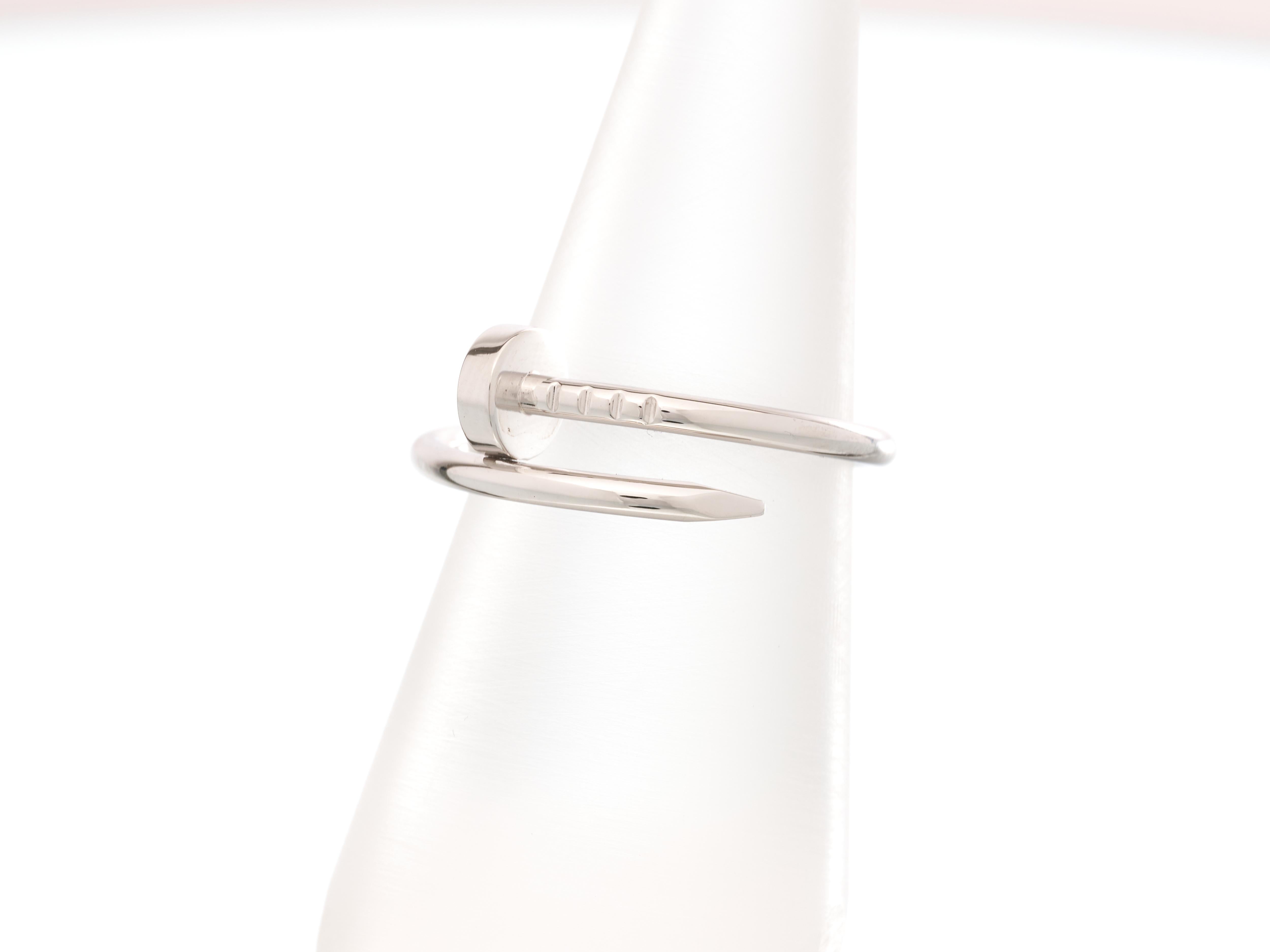 Cartier Anillo Oro Juste Un Clou Anillo Clavo 18ct Blanco Pequeño Tamaño 56 Caja Papeles en venta 11