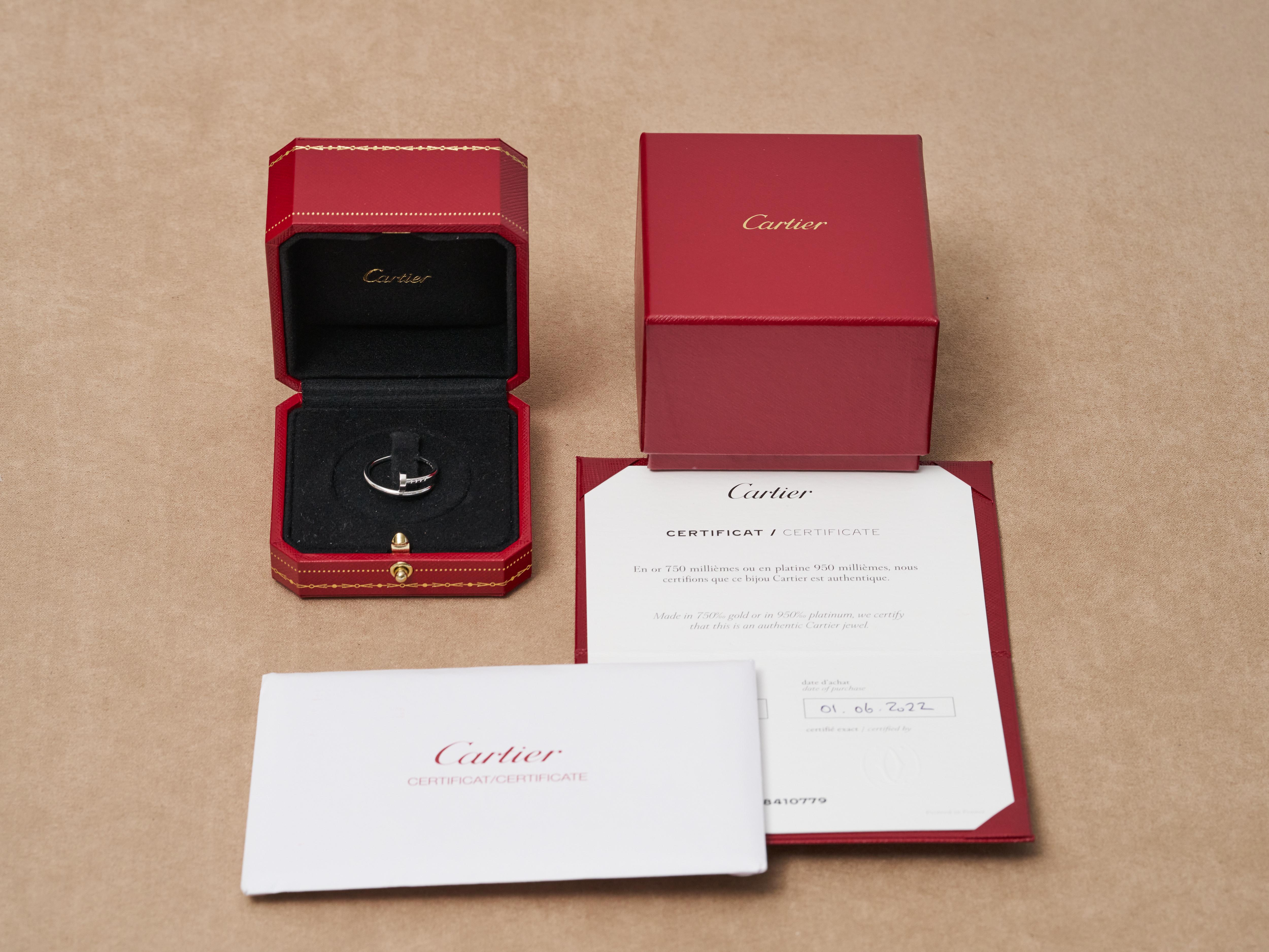 Cartier Anillo Oro Juste Un Clou Anillo Clavo 18ct Blanco Pequeño Tamaño 56 Caja Papeles en venta 12
