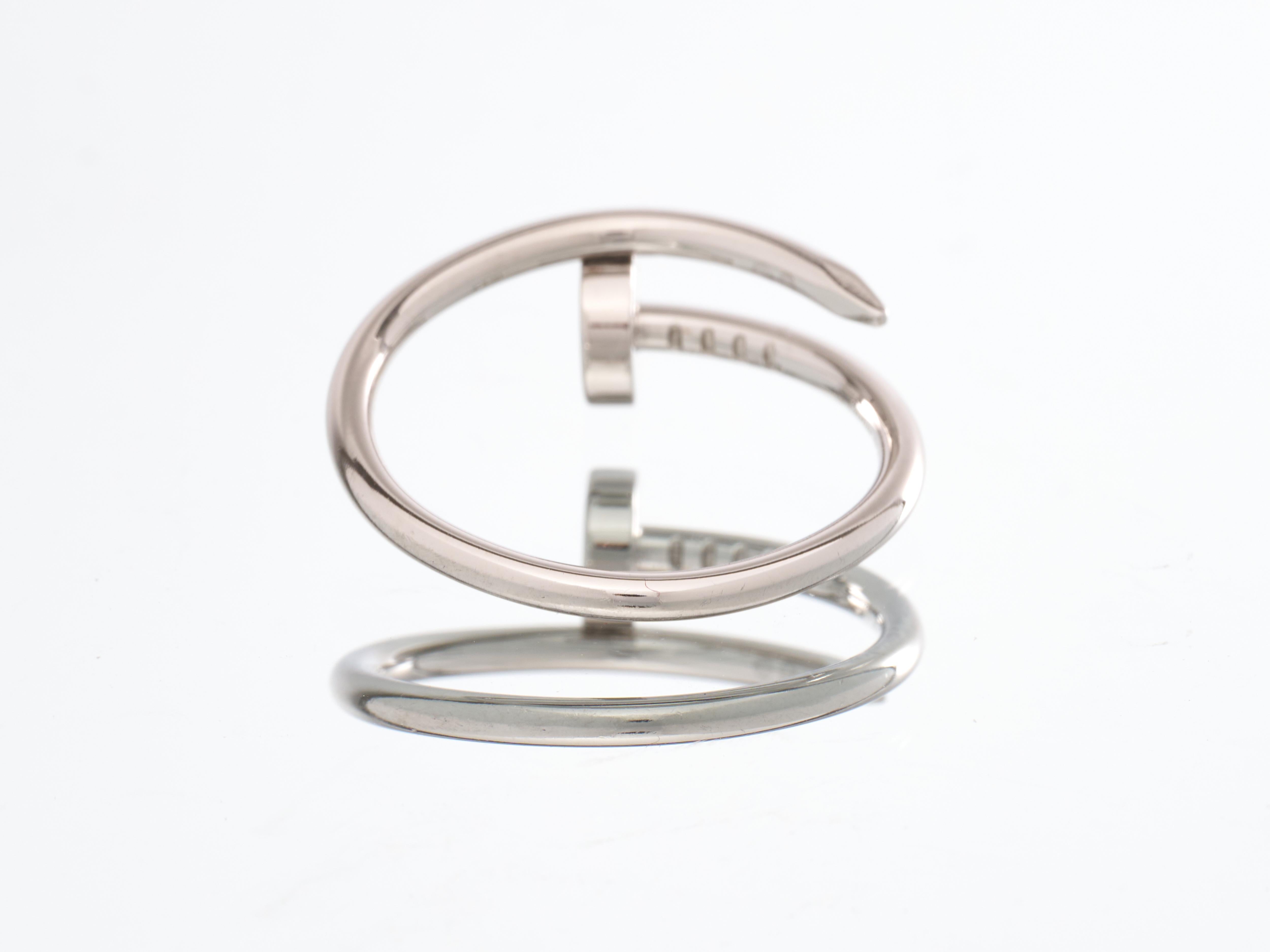 Cartier Anillo Oro Juste Un Clou Anillo Clavo 18ct Blanco Pequeño Tamaño 56 Caja Papeles Art Decó en venta