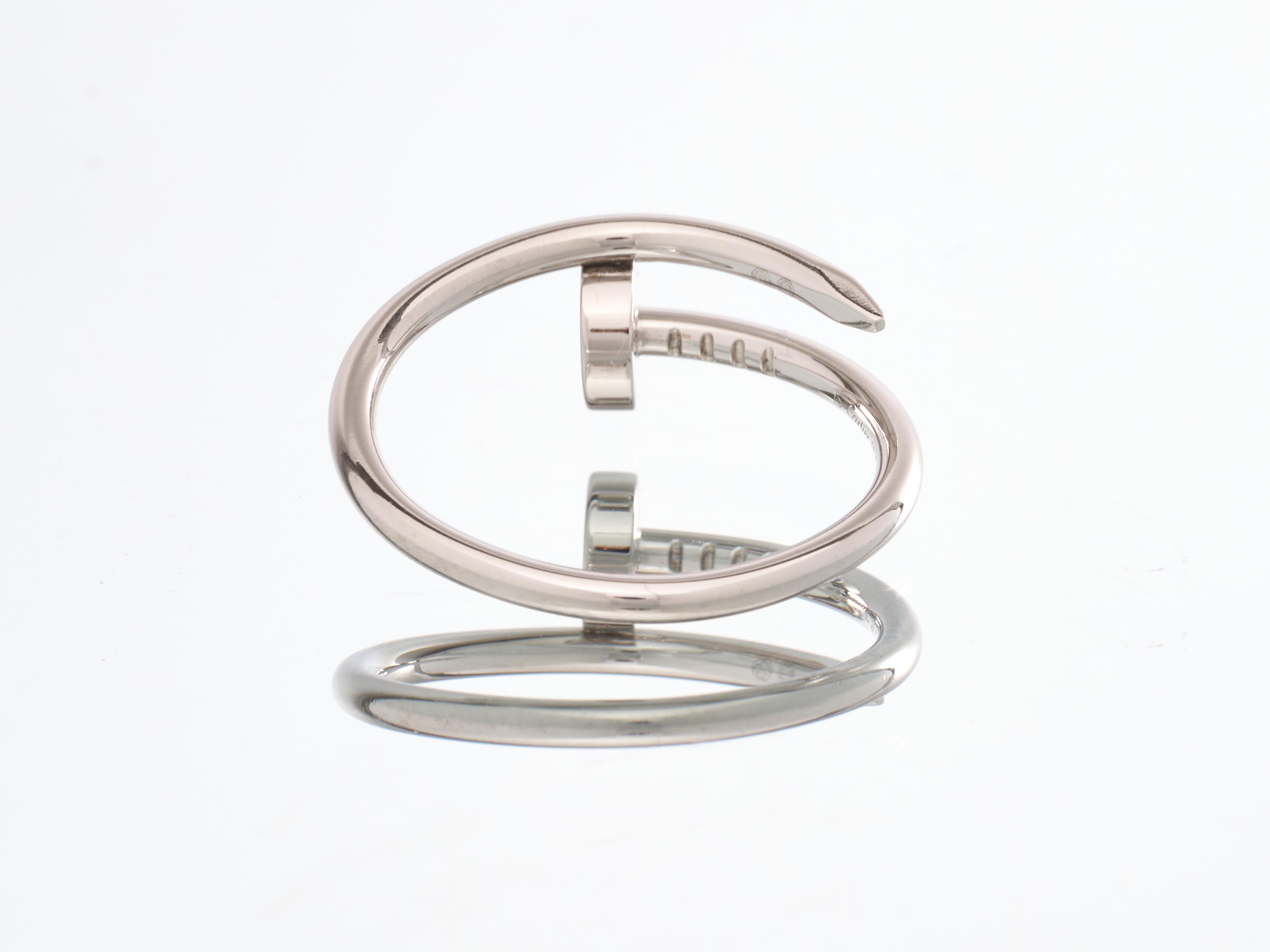 Cartier Anillo Oro Juste Un Clou Anillo Clavo 18ct Blanco Pequeño Tamaño 56 Caja Papeles en Excelente estado para la venta en London, GB