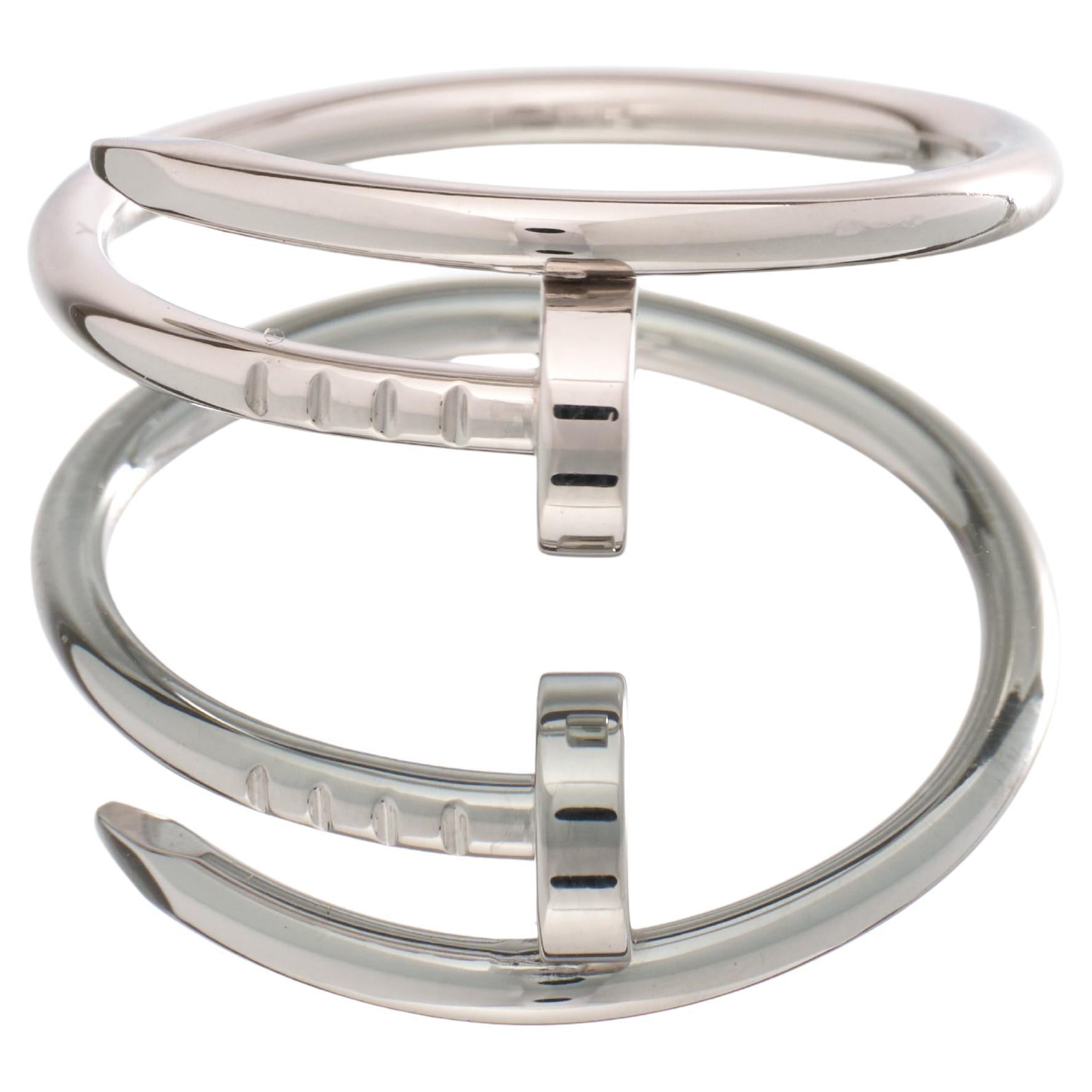 Cartier Anillo Oro Juste Un Clou Anillo Clavo 18ct Blanco Pequeño Tamaño 56 Caja Papeles