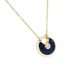 Cartier Gold Small Lapis Lazuli & Diamond Amulette De Cartier Necklace B7224521