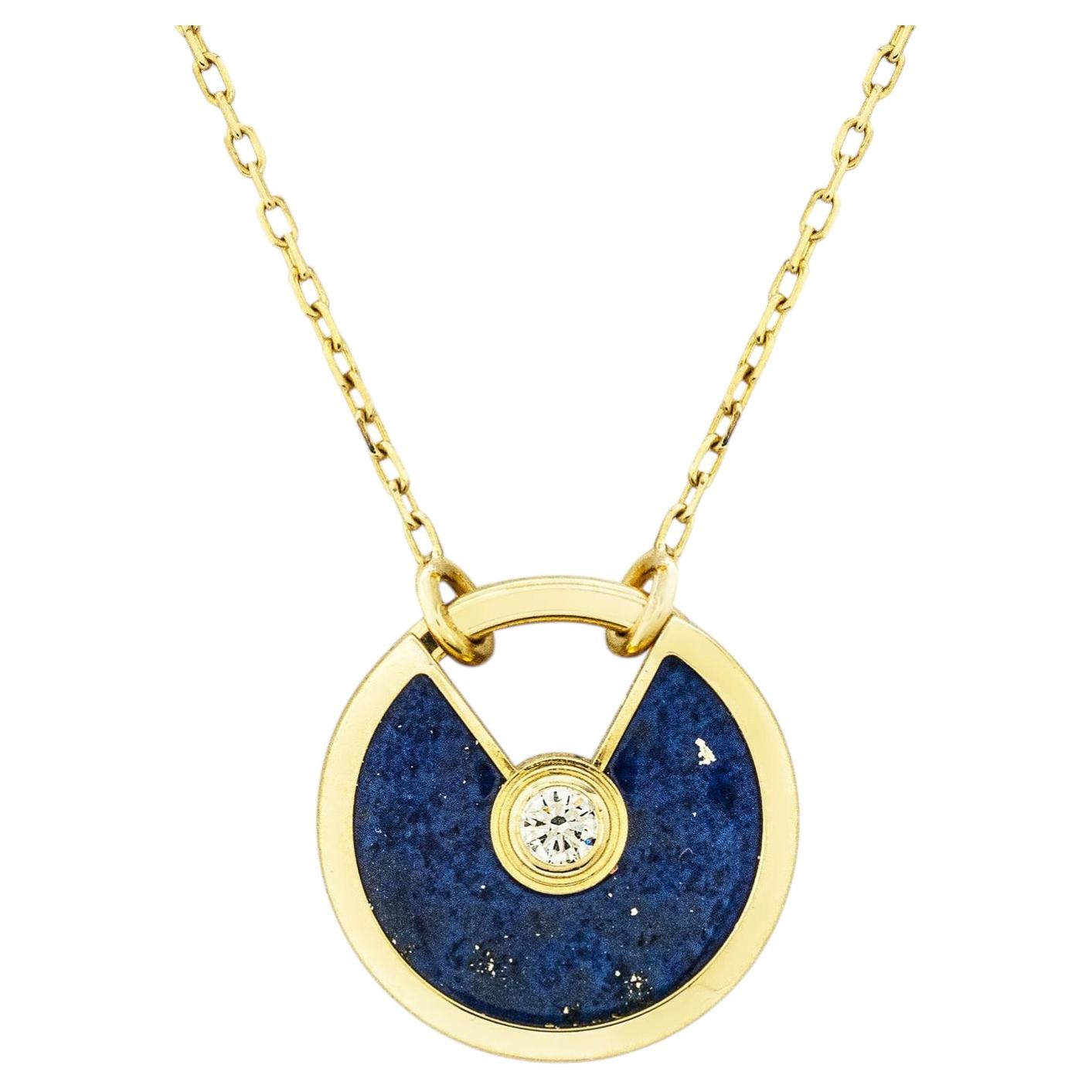 Cartier Gold Small Lapis Lazuli & Diamond Amulette De Cartier Necklace B7224521