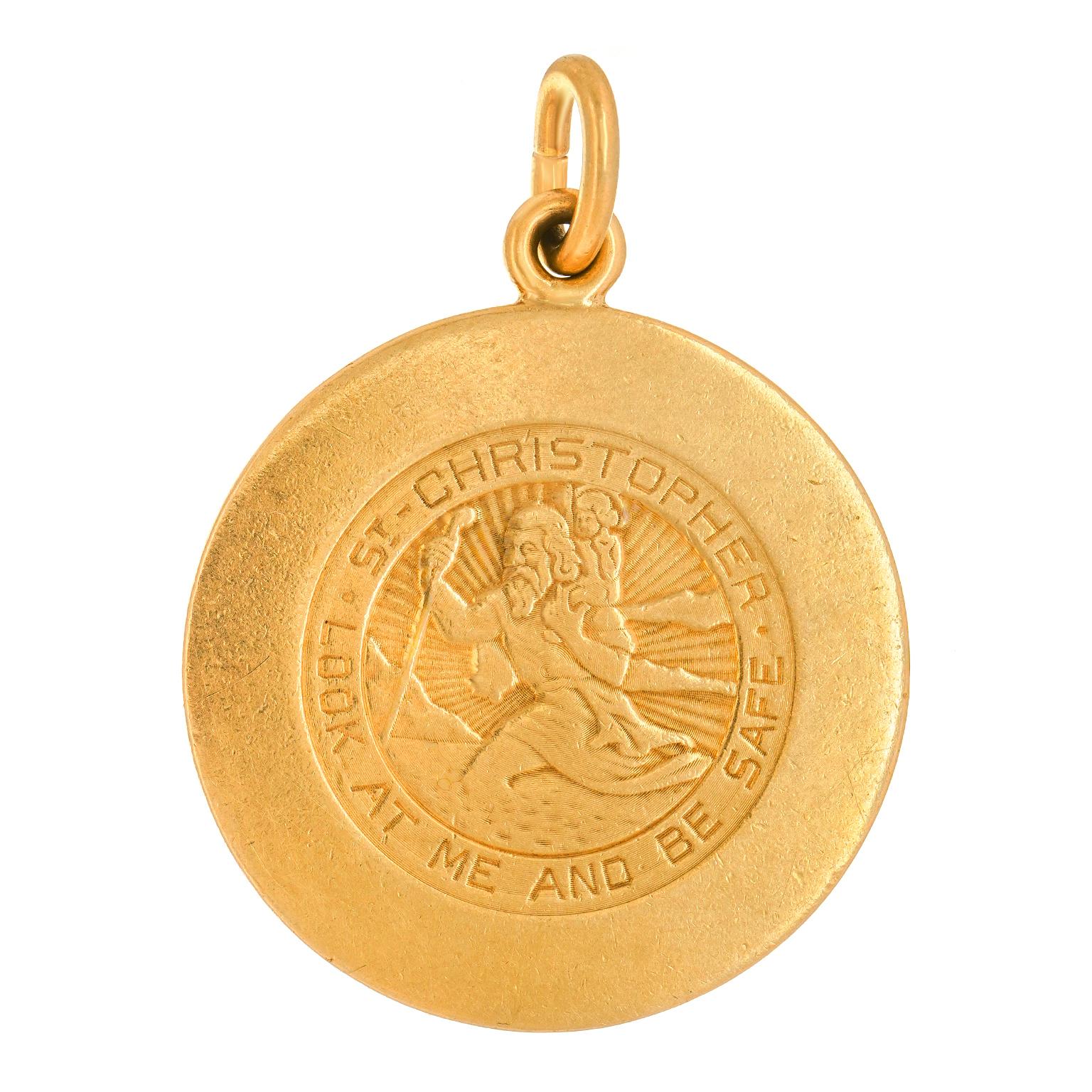 Cartier Gold St. Christopher Medal In Excellent Condition In Litchfield, CT