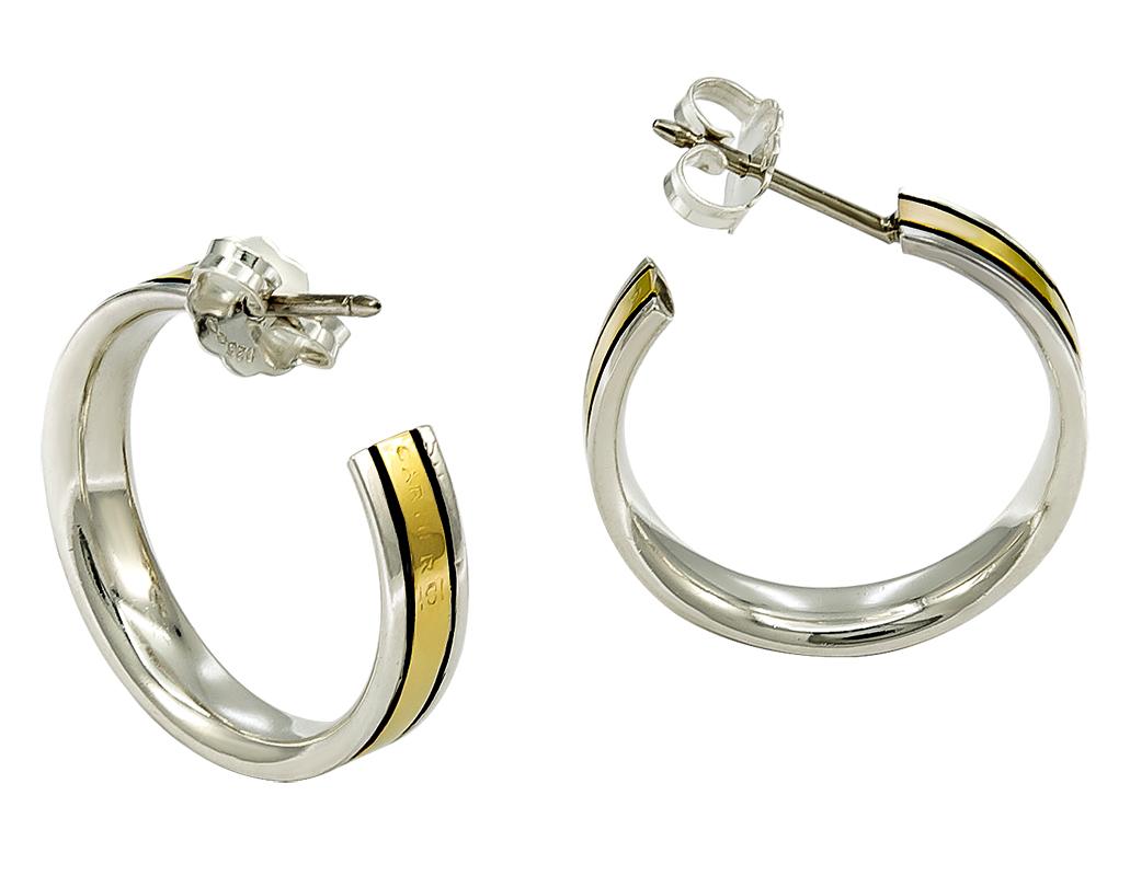 cartier gold and silver hoop earrings