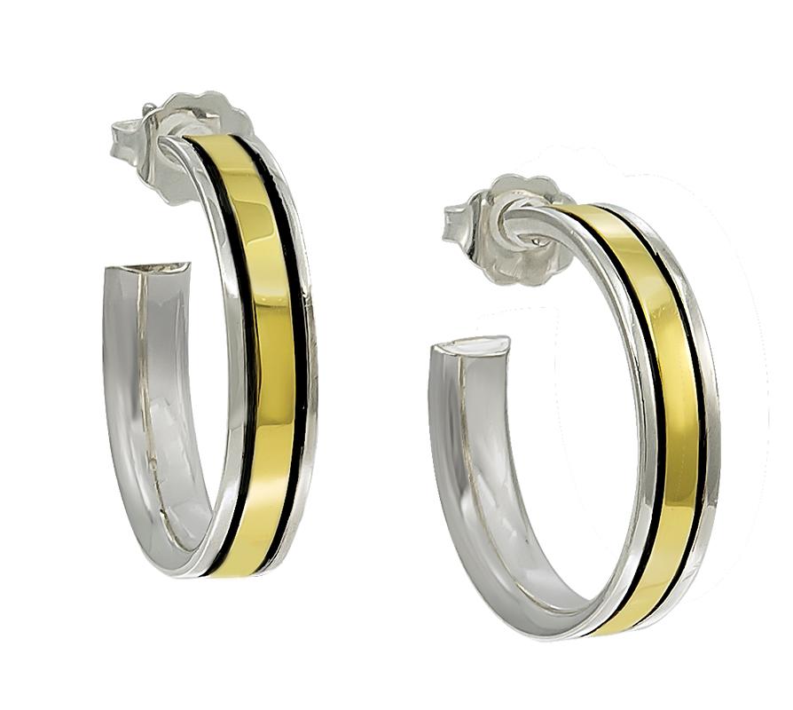 Cartier Gold Sterling Hoop Earrings In Good Condition In New York, NY