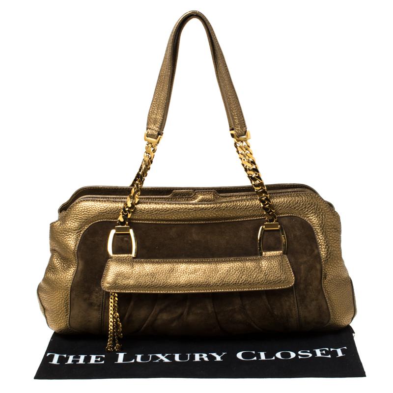 Cartier Gold Suede and Leather La Dona Shoulder Bag 6