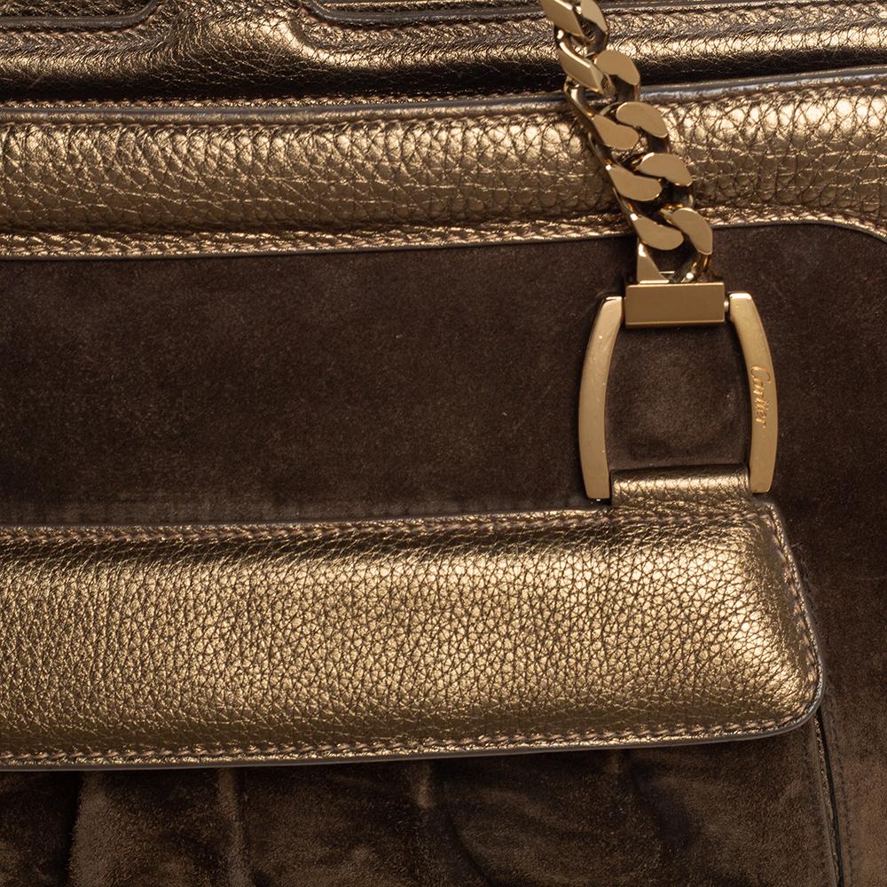 Cartier Gold Suede and Leather La Dona Shoulder Bag 5