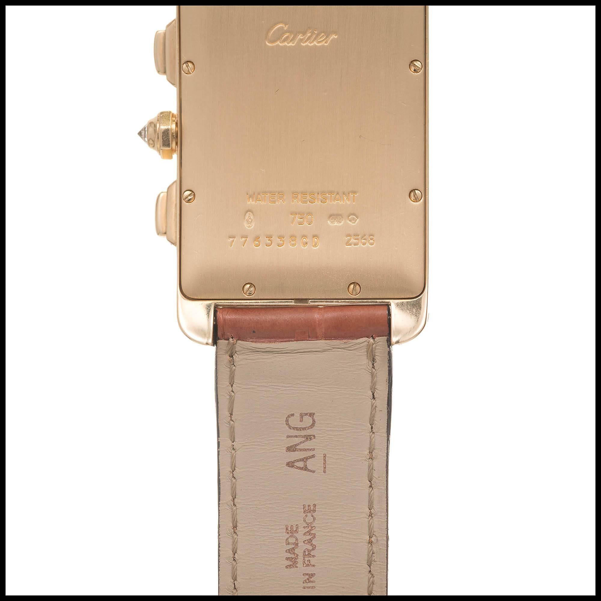 Cartier Yellow Gold Diamond Tank Americaine Chronograph Wristwatch Ref 2568 1