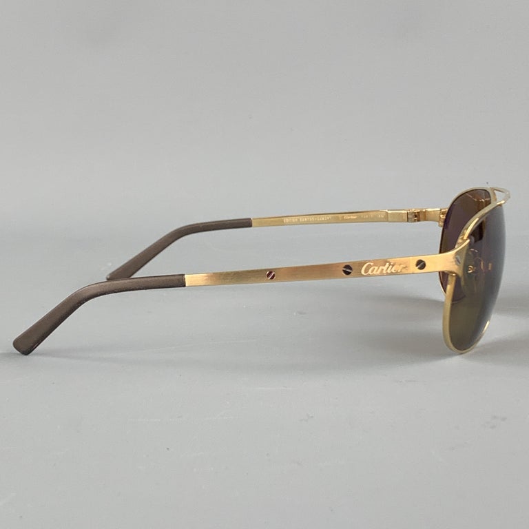 CARTIER Gold Tone Bushed Metal Edition Santos - Dumont Sunglasses For Sale  at 1stDibs | edition santos dumont cartier 130, edition santos dumont  cartier 130 price, cartier edition santos dumont sunglasses