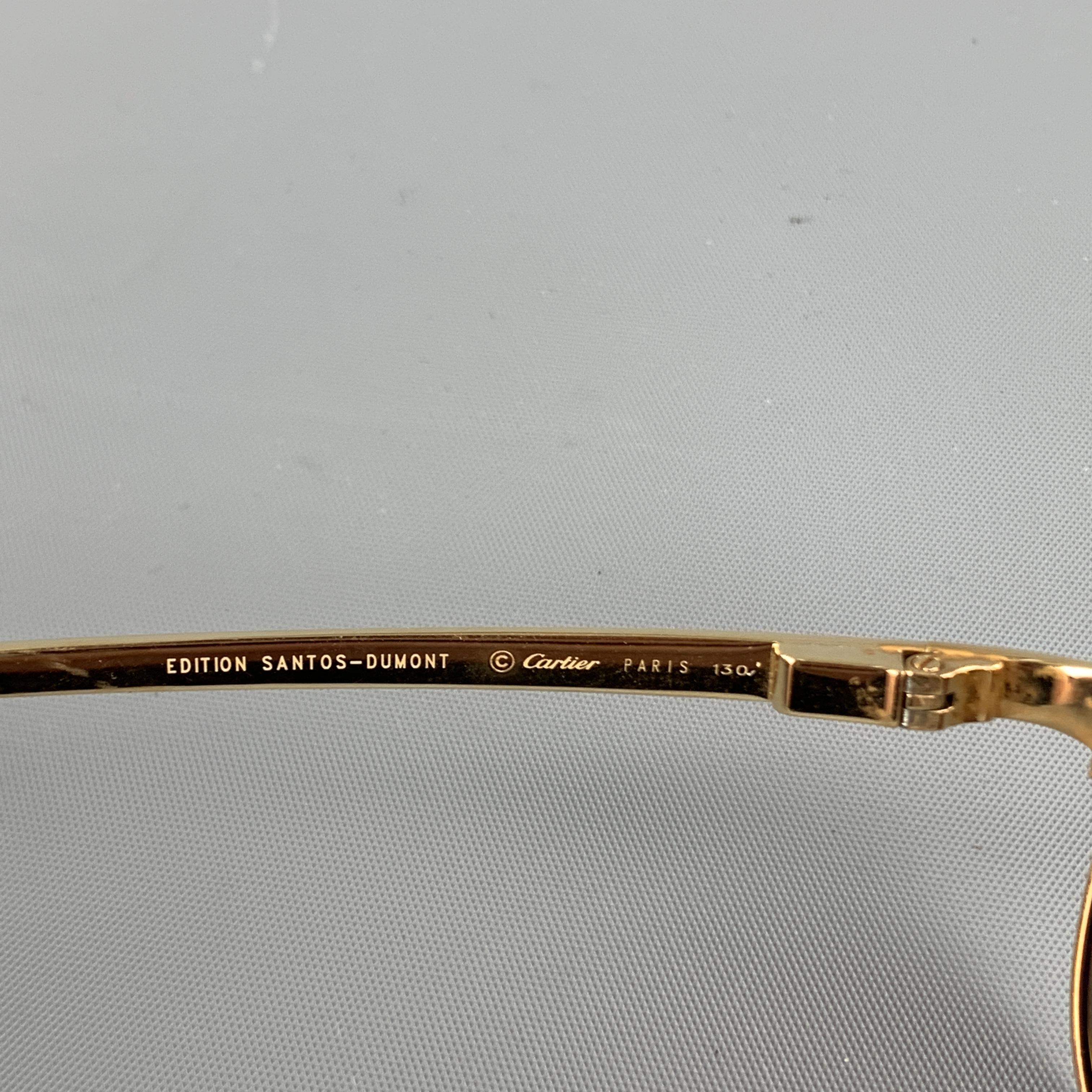 CARTIER Gold Tone Bushed Metal Edition Santos - Dumont Sunglasses 1