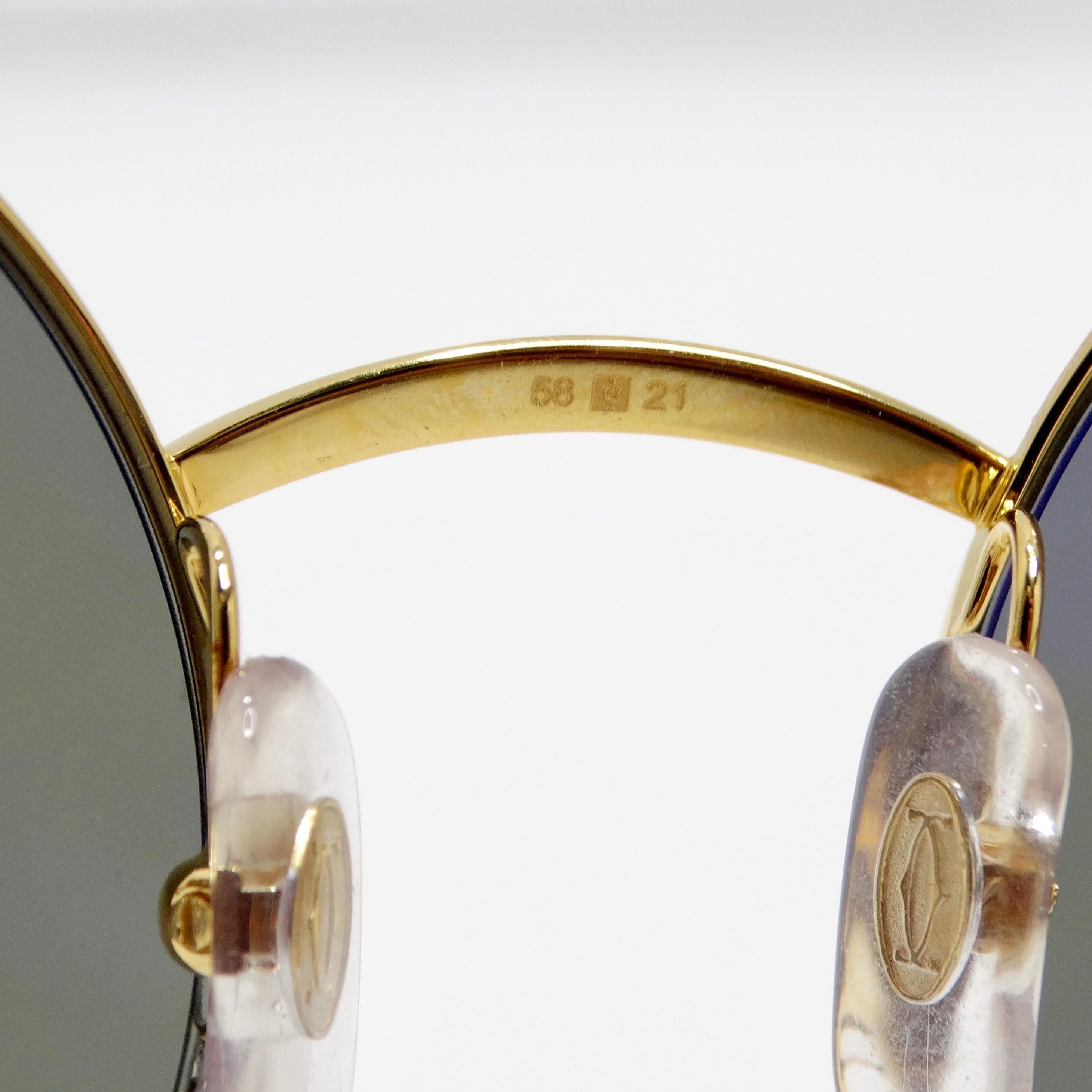 Cartier Goldton Panthère Runde Sonnenbrille im Angebot 6