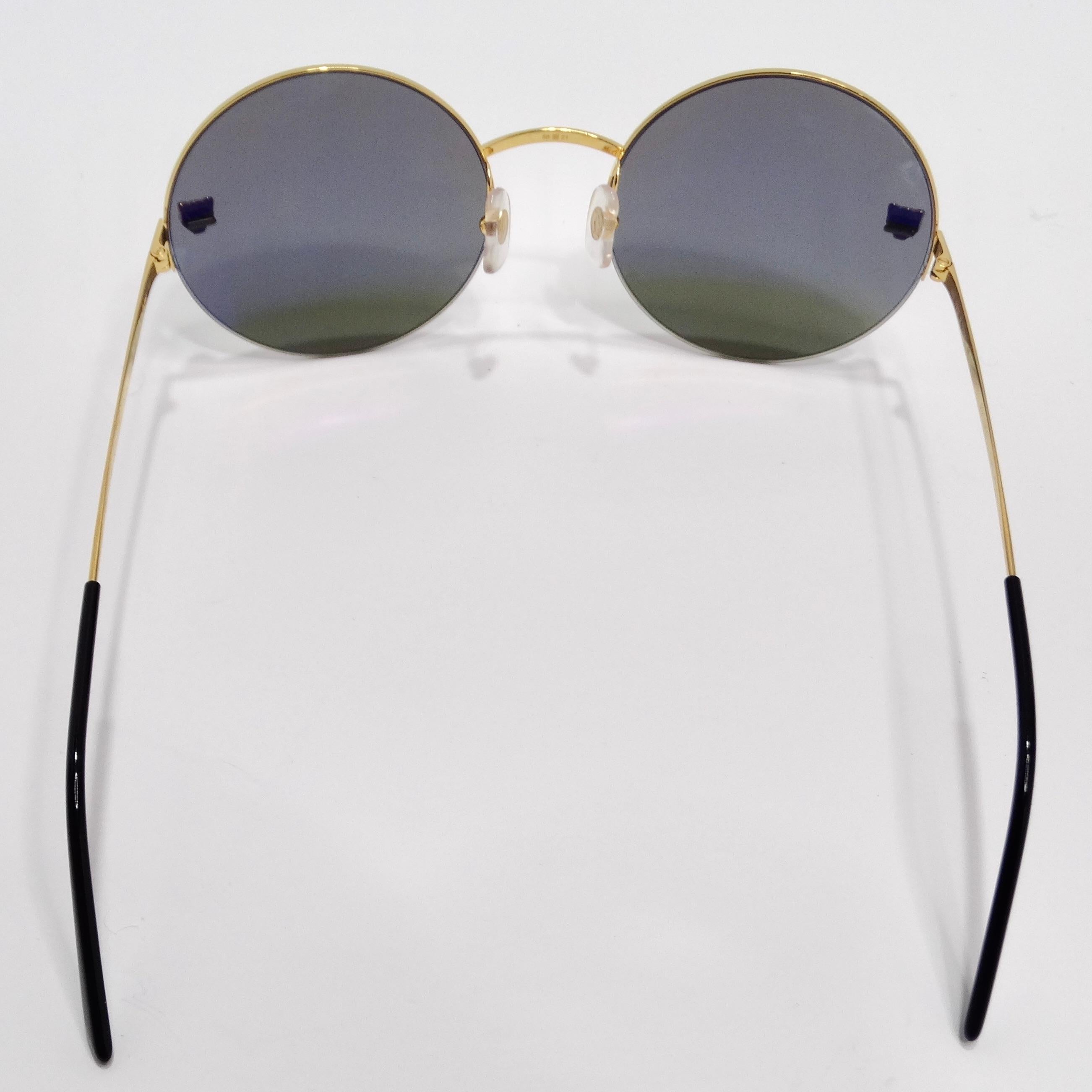 Cartier Goldton Panthère Runde Sonnenbrille im Angebot 2