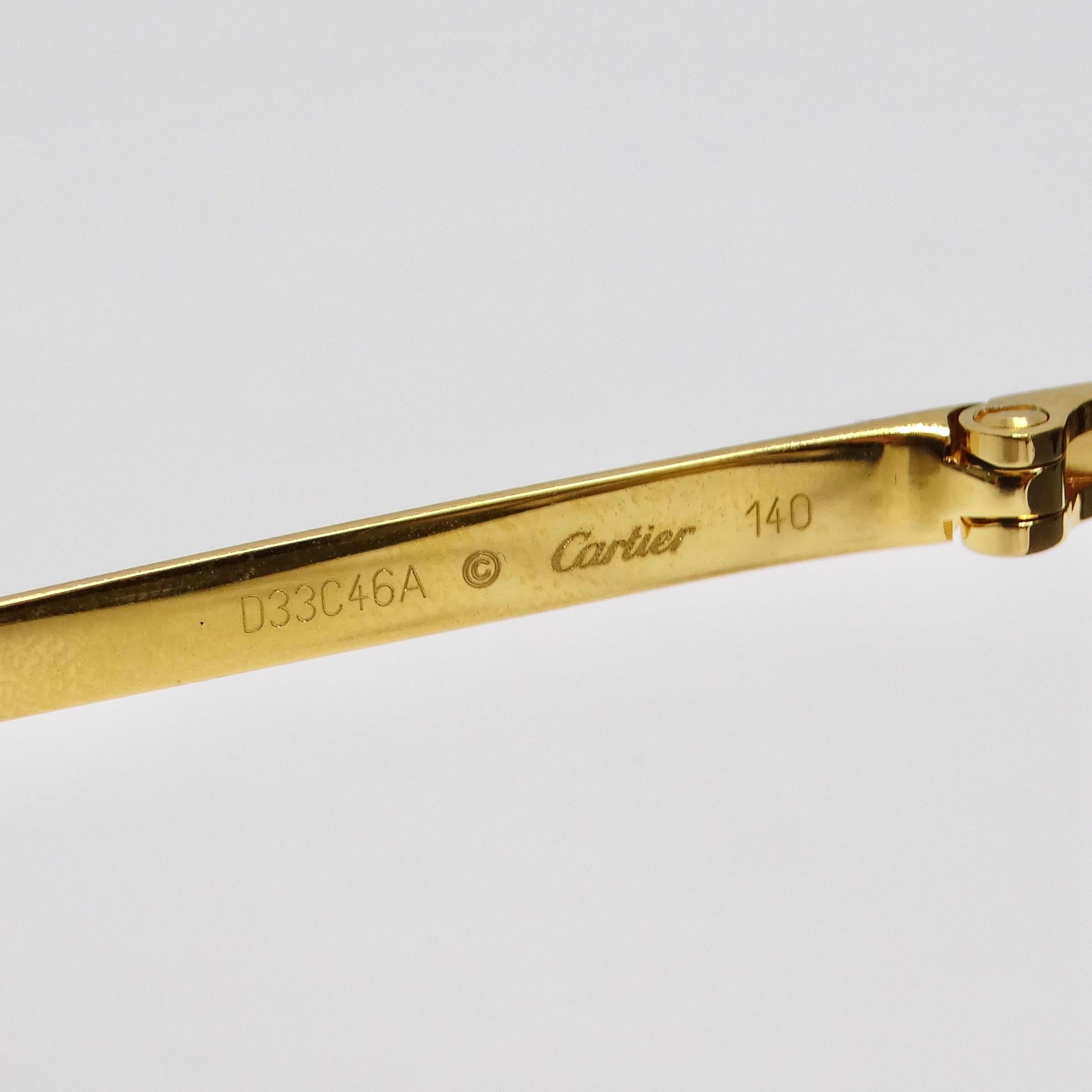 Cartier Gold Tone Panthère Round Sunglasses For Sale 5