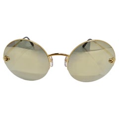 Vintage Cartier Gold Tone Panthère Round Sunglasses