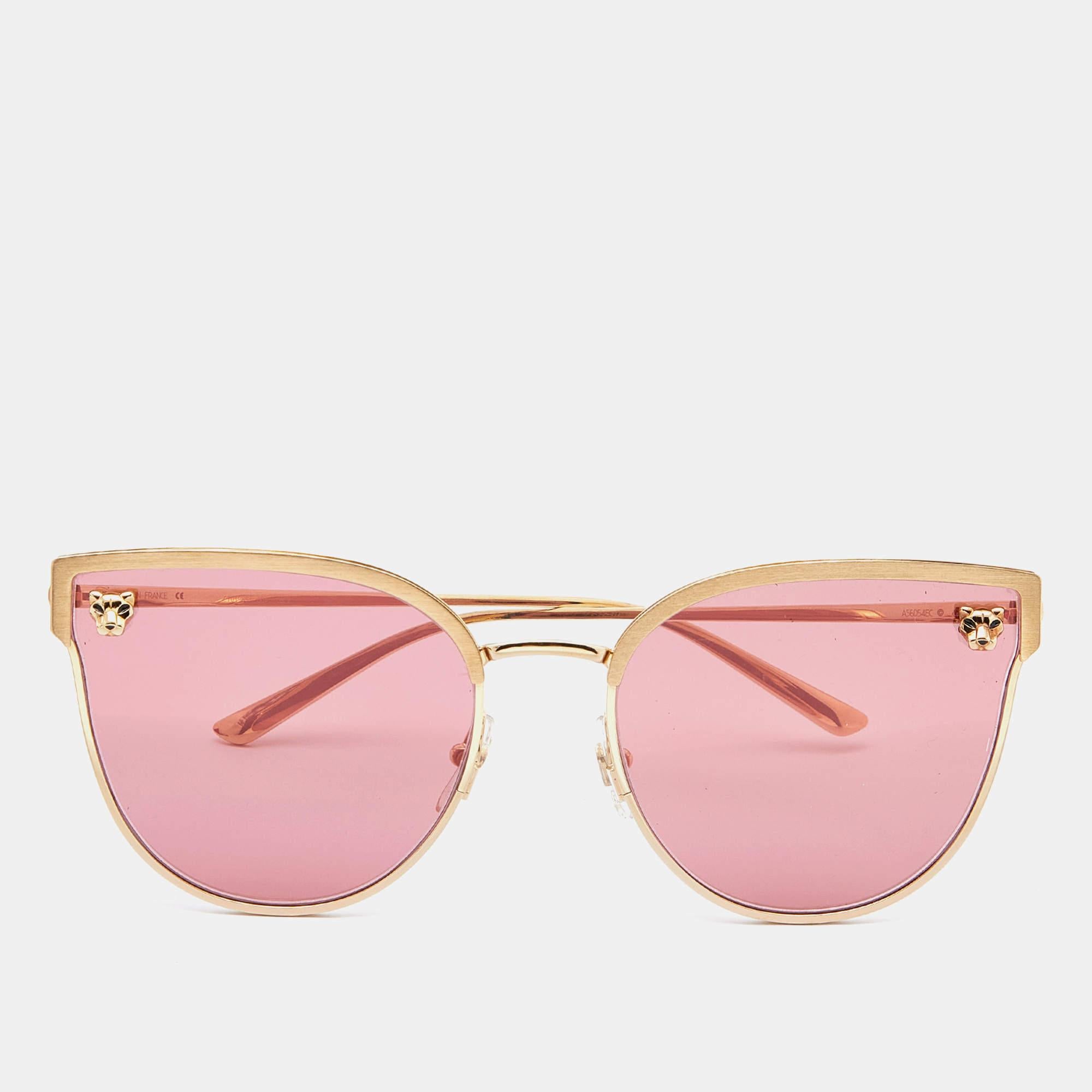 Women's Cartier Gold Tone/Pink Panthère de Cartier CT0198S Cat-Eye Sunglasses