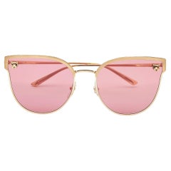 Cartier Gold Tone/Pink Panthère de Cartier CT0198S Cat-Eye Sunglasses