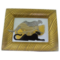 Cartier Gold-Toned Three Panther Porcelain Ashtray