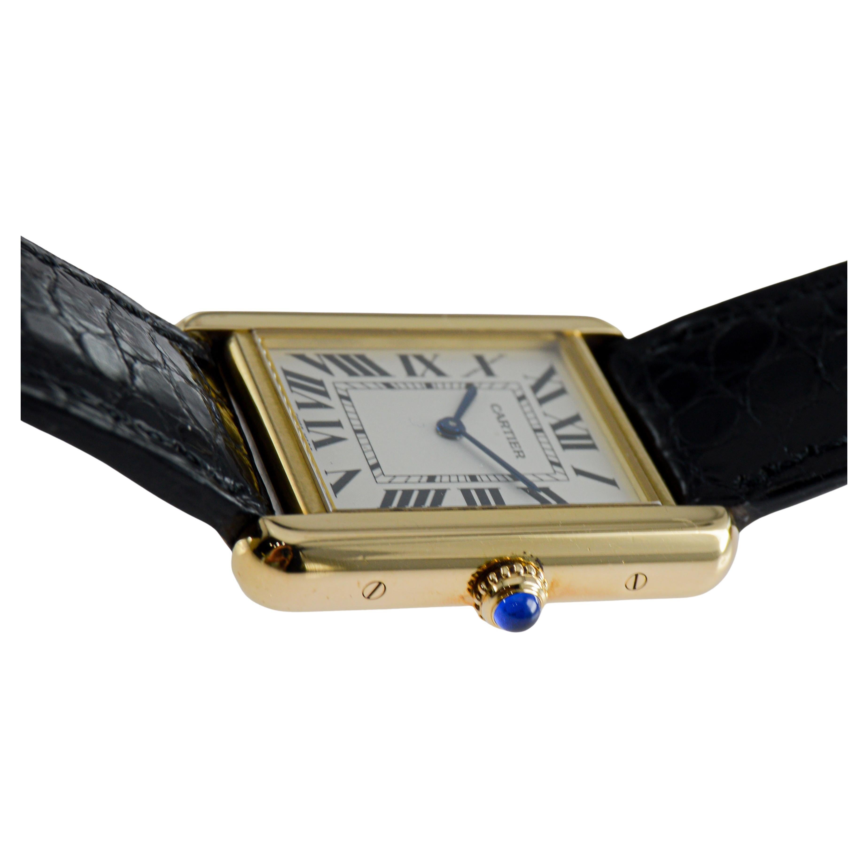 Cartier Gold Top Art Deco Tank Watch Original Box and Booklet For Sale 7