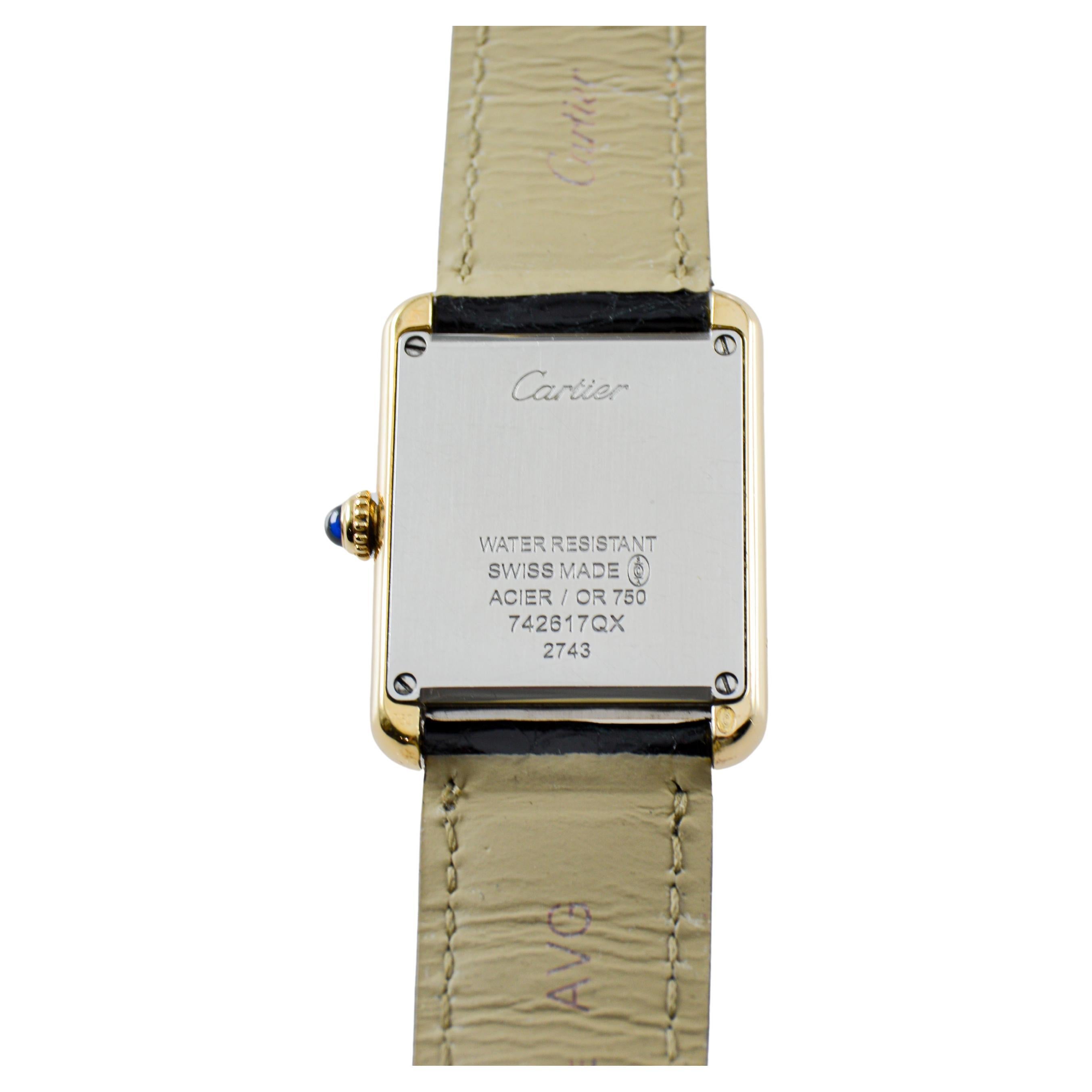 Cartier Gold Top Art Deco Tank Watch Original Box and Booklet For Sale 8