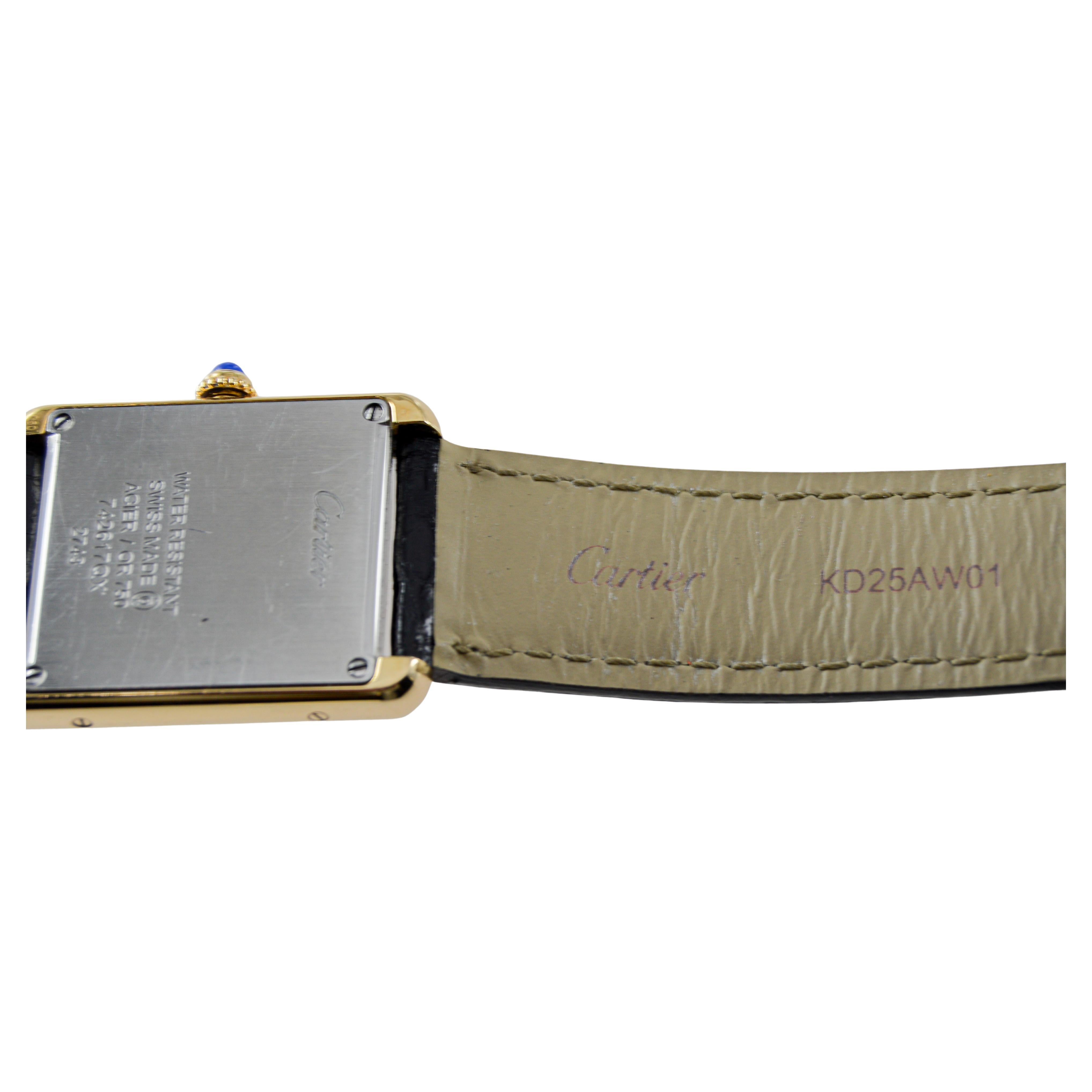 Cartier Gold Top Art Deco Tank Watch Original Box and Booklet For Sale 9