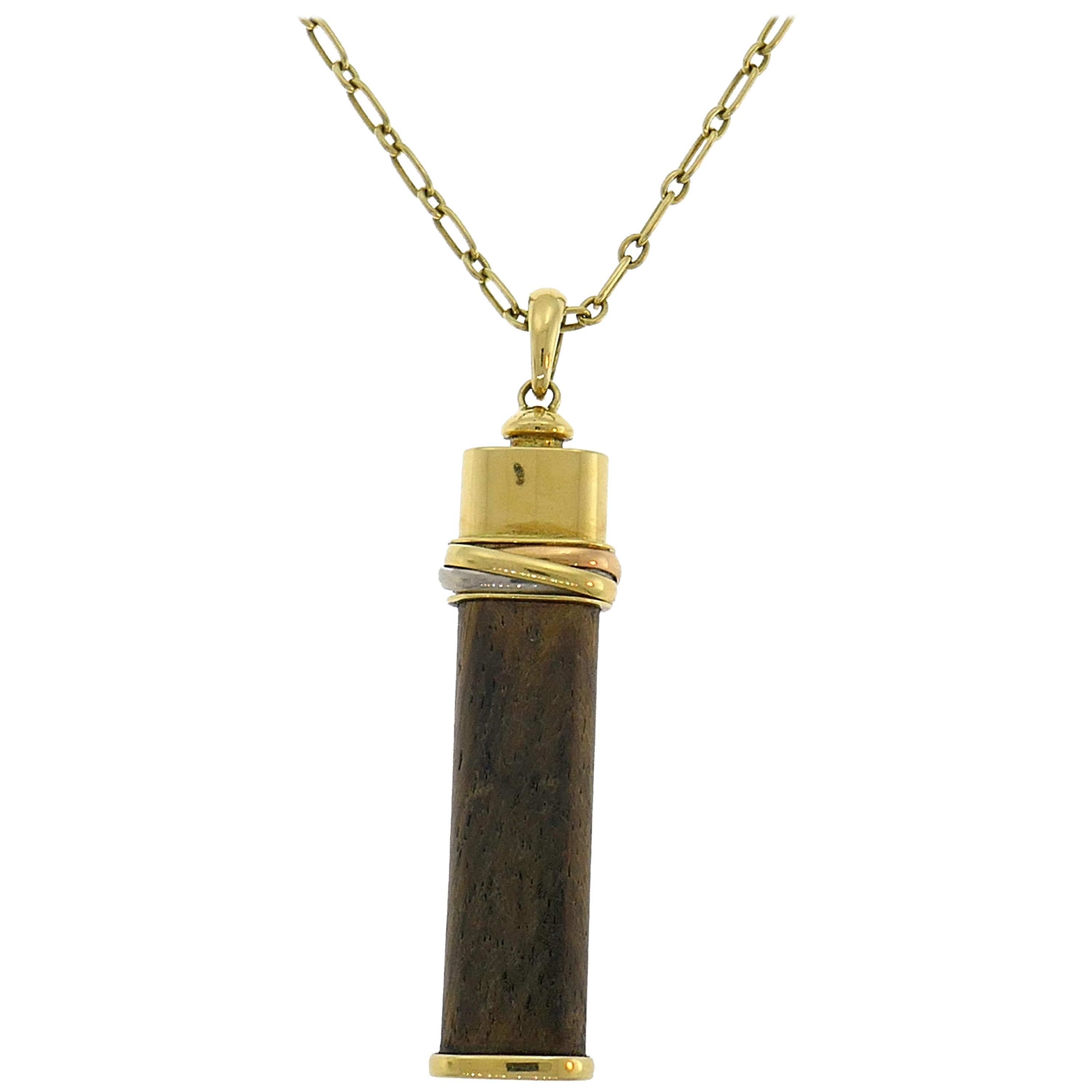 Cartier Gold Touch Wood Pendant Necklace