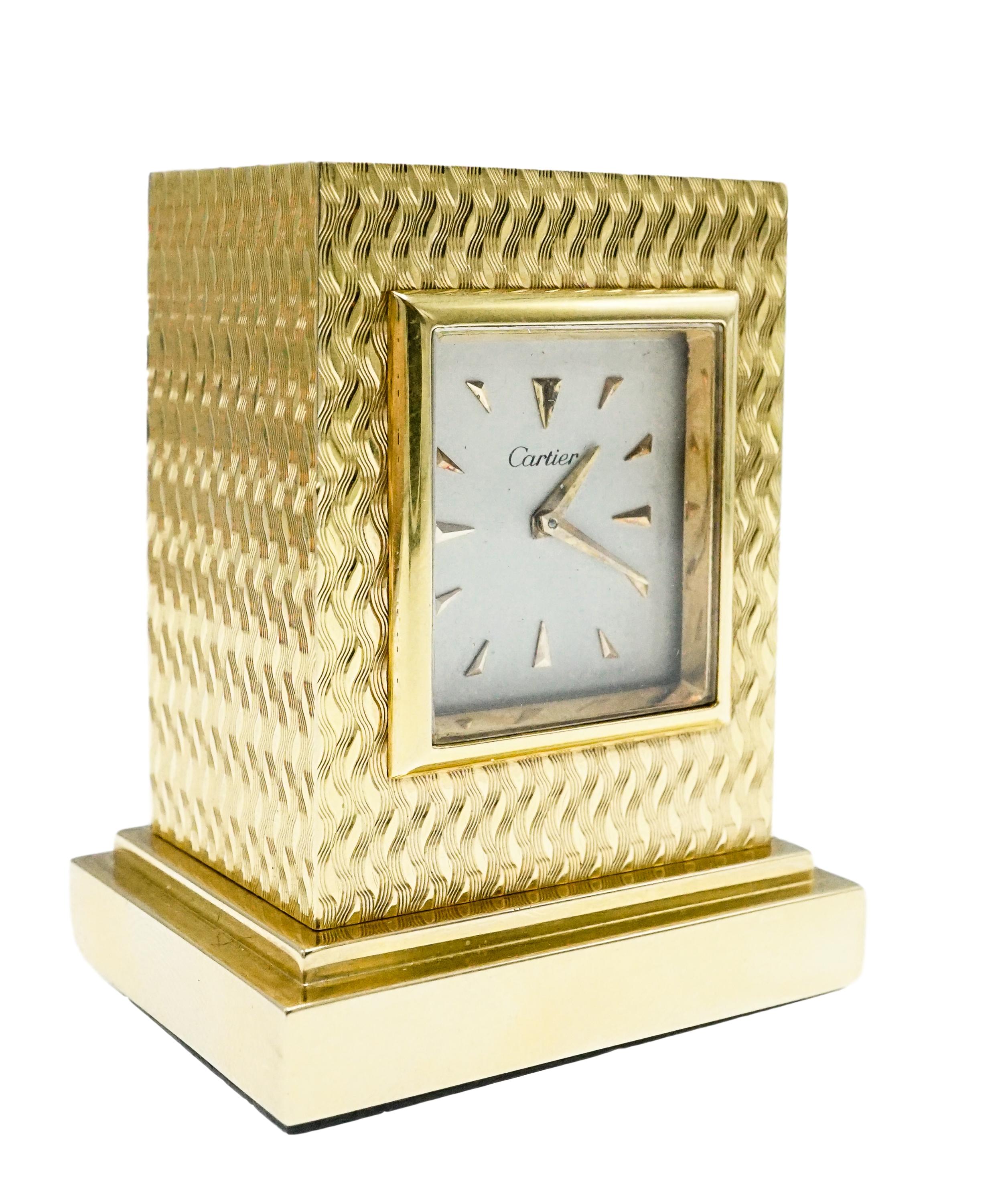 Cartier, Gold Travel Clock In Excellent Condition In New York, NY