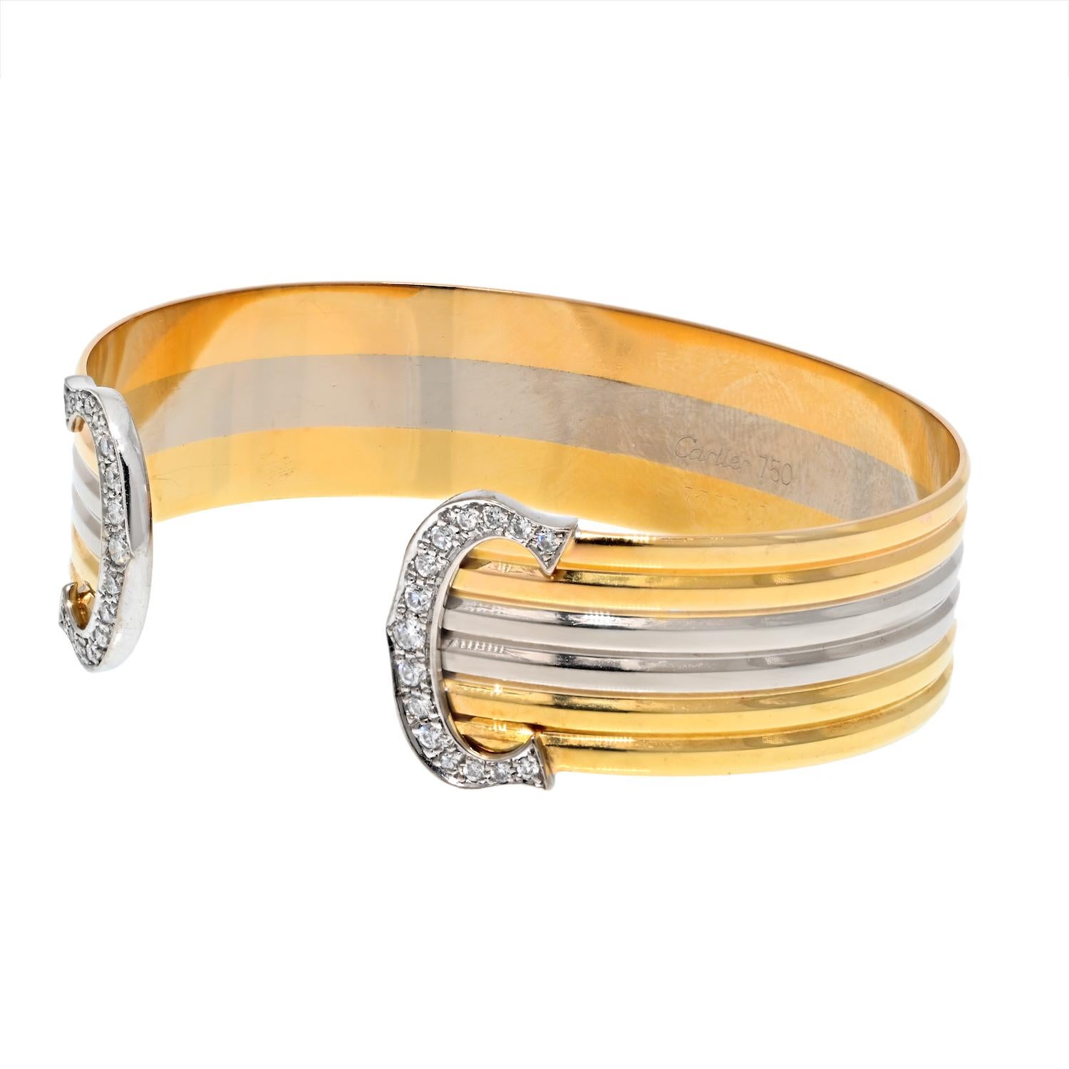 Moderno Bracciale A.I.C. di Cartier in oro e diamanti d'epoca in vendita