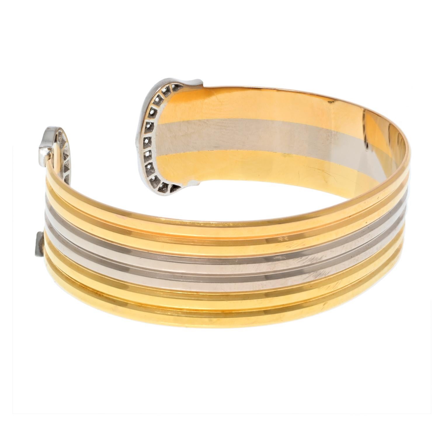 Taglio rotondo Bracciale A.I.C. di Cartier in oro e diamanti d'epoca in vendita