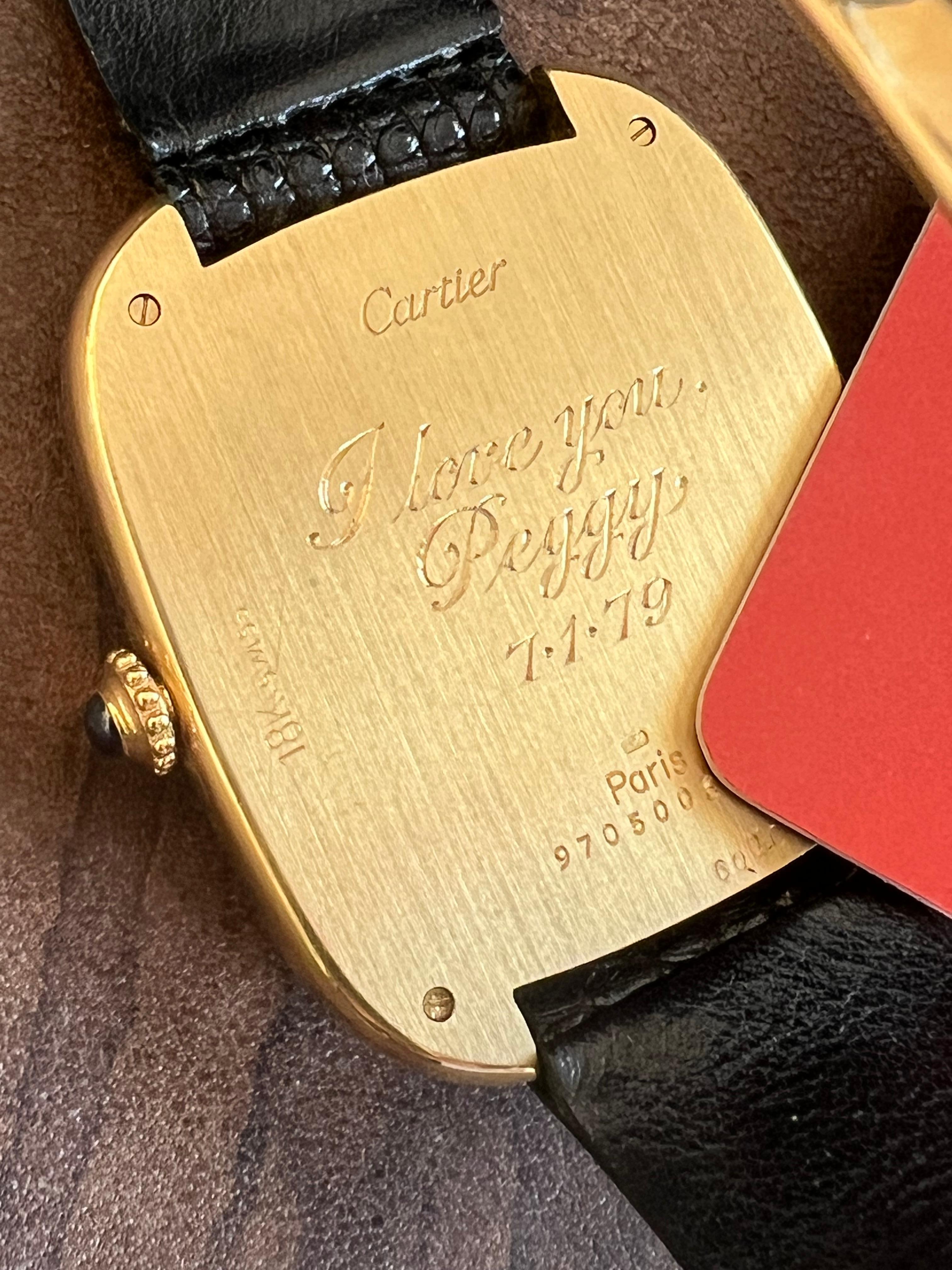 Cartier Gondole Jumbo Watch 18K Gold Full Set 1979 For Sale 8