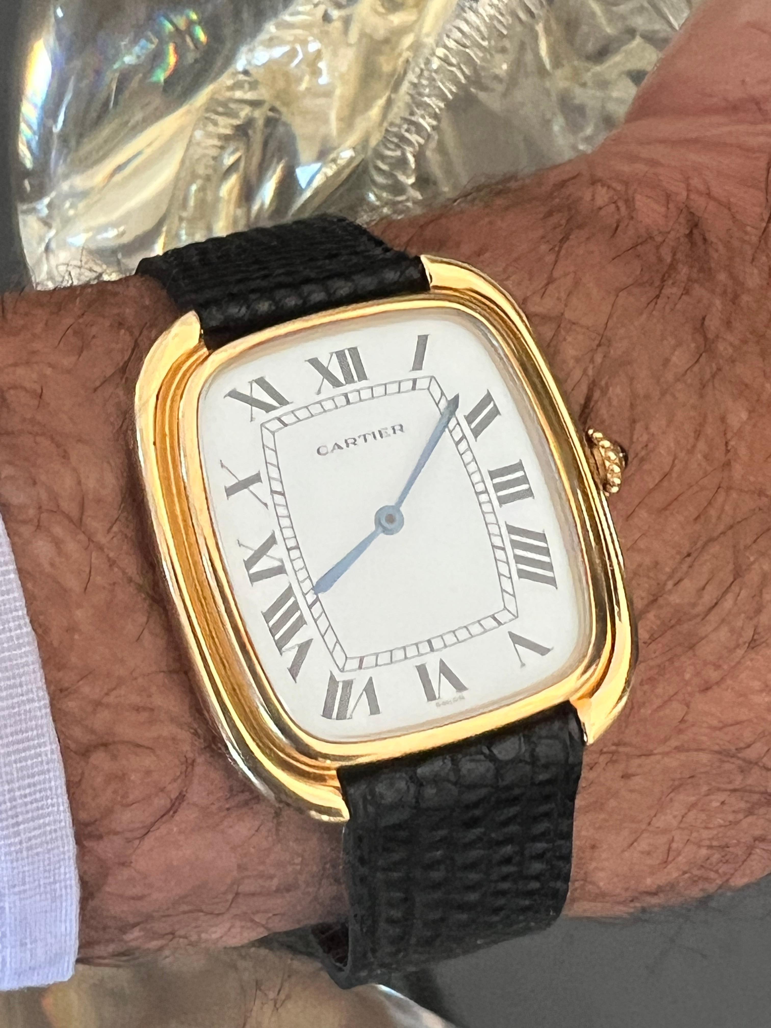 Cartier Gondole Jumbo Watch 18K Gold Full Set 1979 For Sale 13