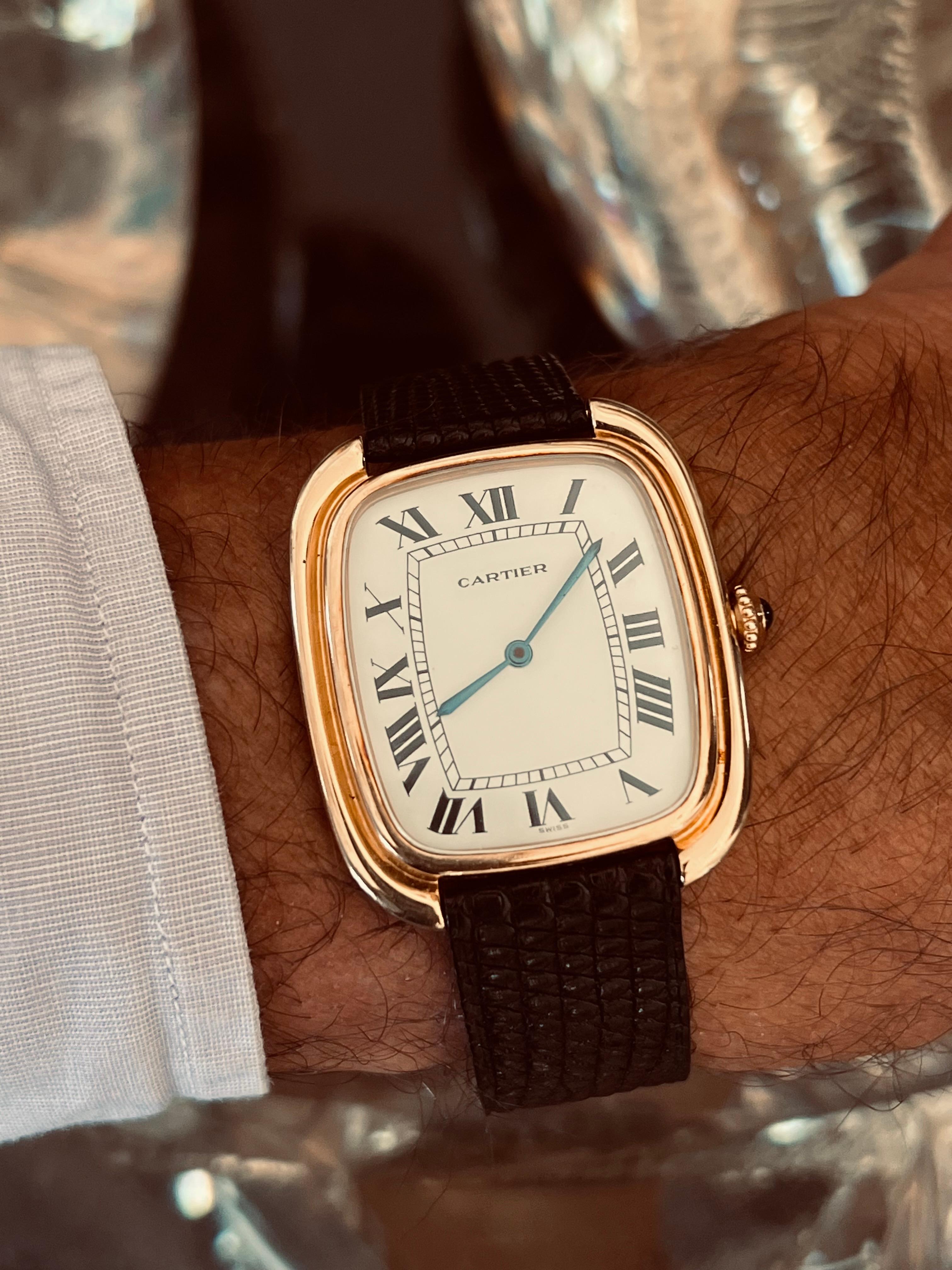 Cartier Gondole Jumbo Watch 18K Gold Full Set 1979 For Sale 14