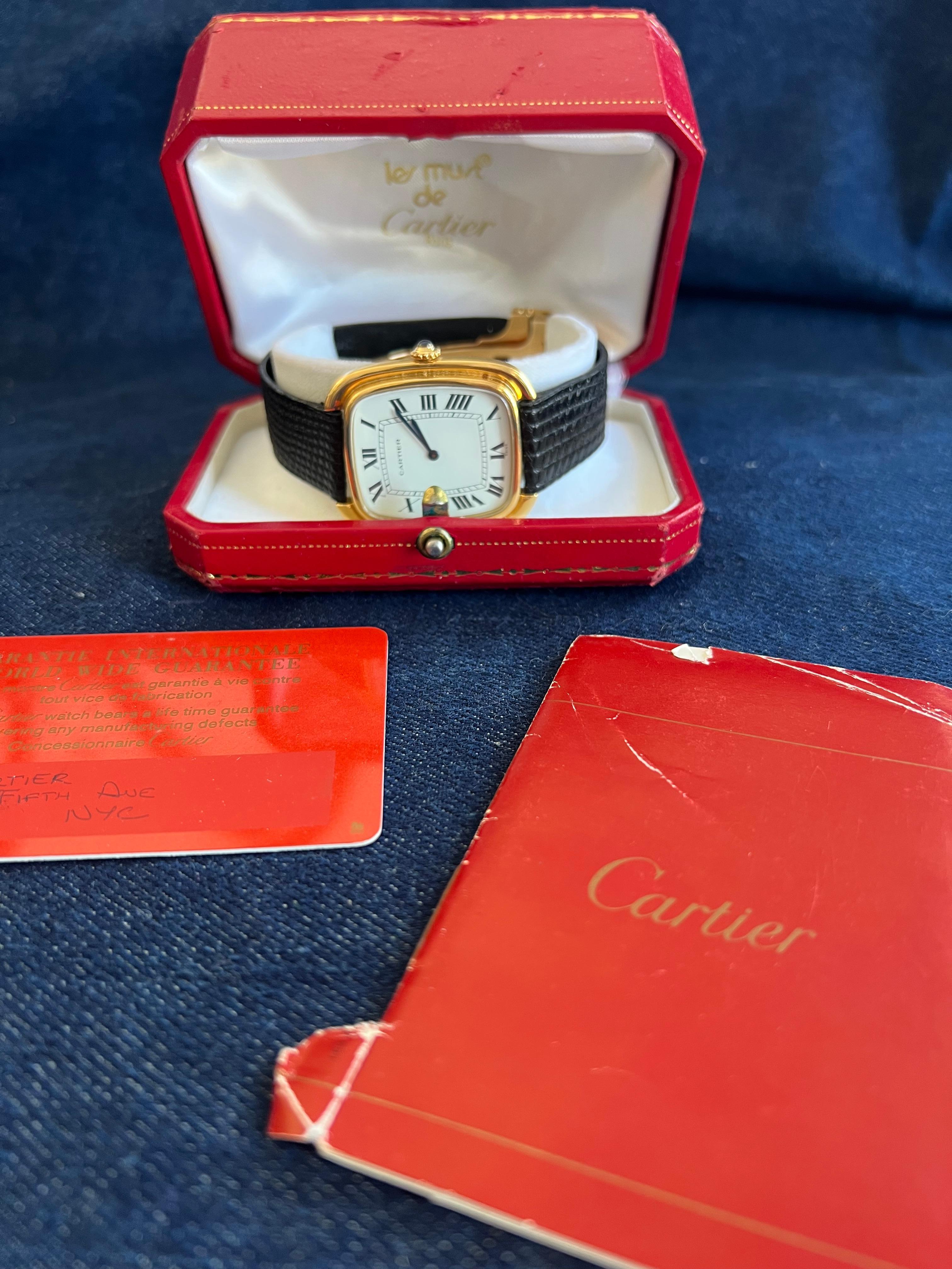 Cartier Gondole Jumbo Watch 18K Gold Full Set 1979 For Sale 15