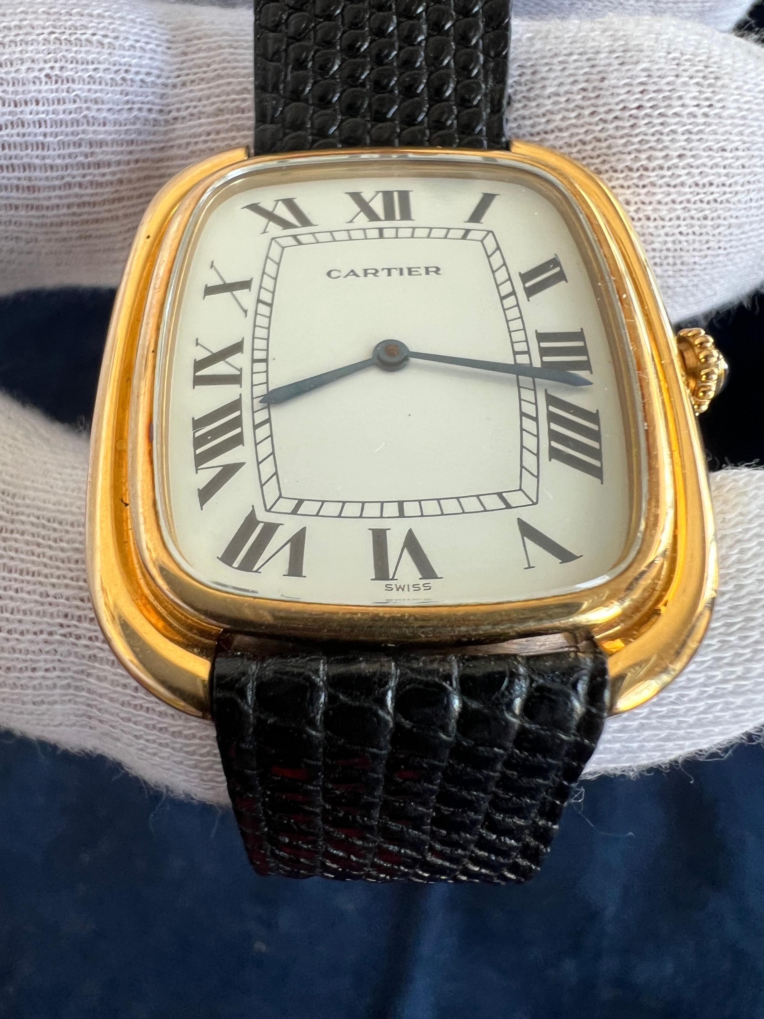 Cartier Gondole Jumbo Watch 18K Gold Full Set 1979 For Sale 1
