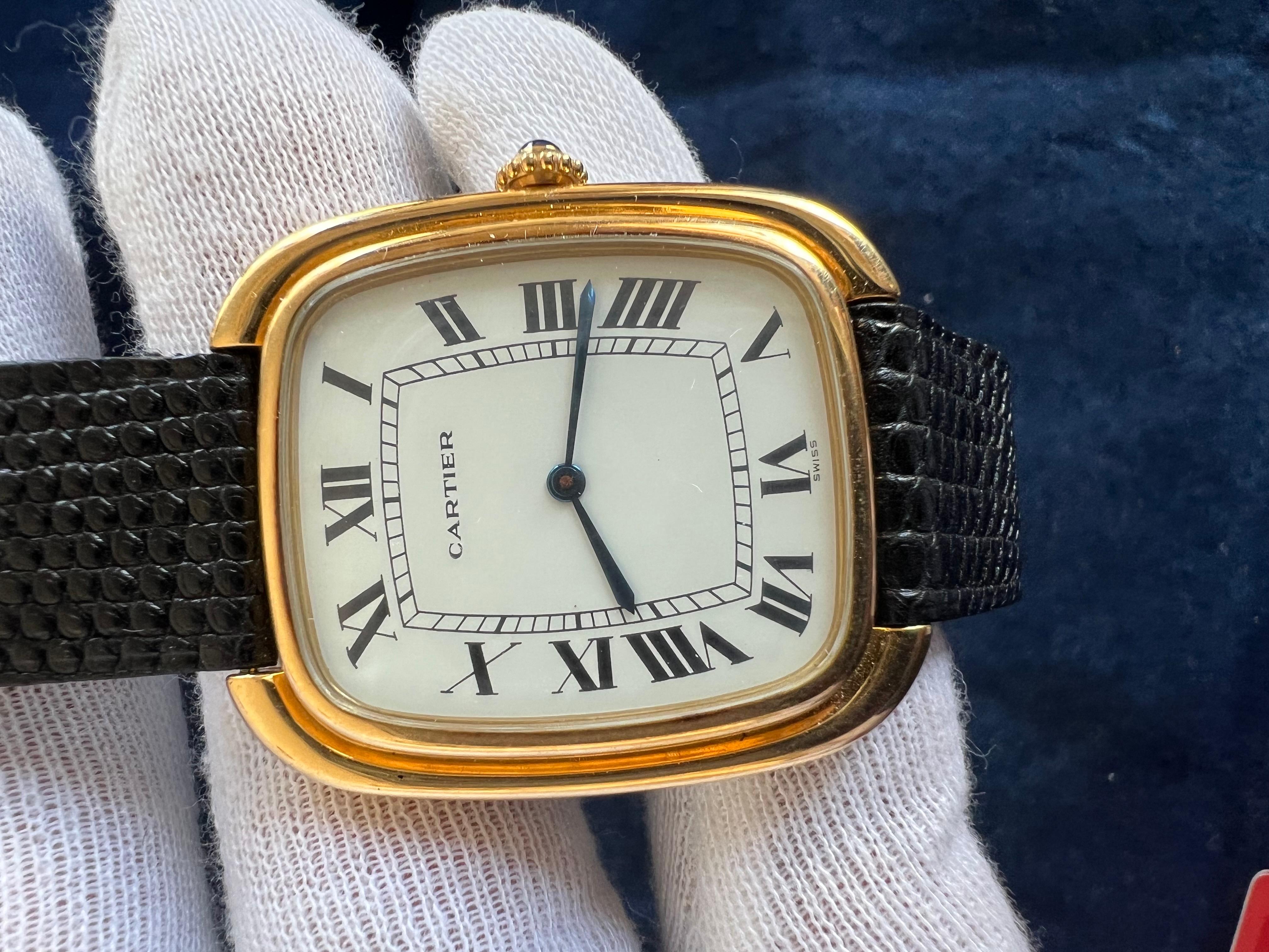 Cartier Gondole Jumbo Watch 18K Gold Full Set 1979 For Sale 2