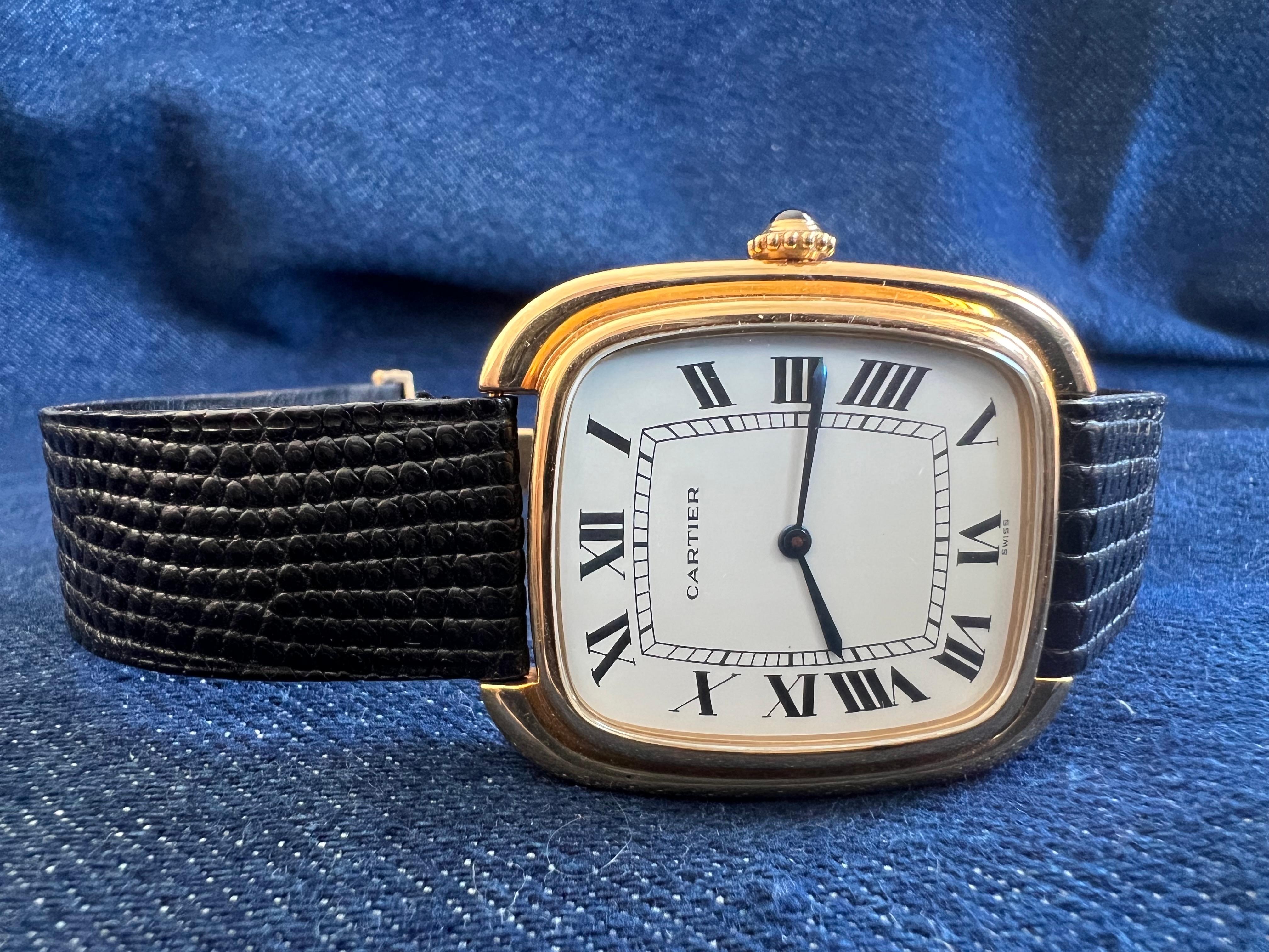 Cartier Gondole Jumbo Watch 18K Gold Full Set 1979 For Sale 3