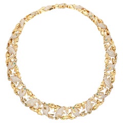 Retro Cartier Good Luck Koi Fish Motif Diamond and Emerald  Necklace
