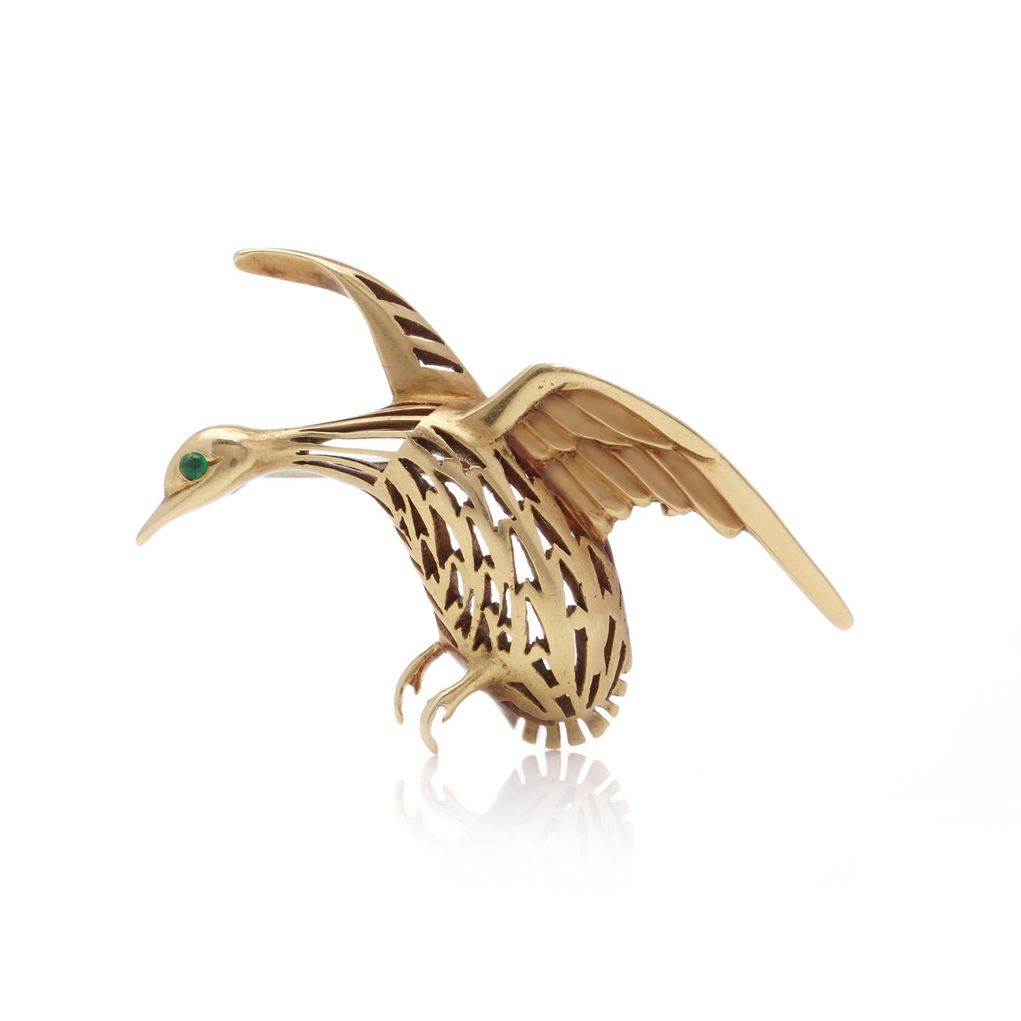 Cabochon CARTIER Bird Brooch in 18kt Yellow Gold For Sale