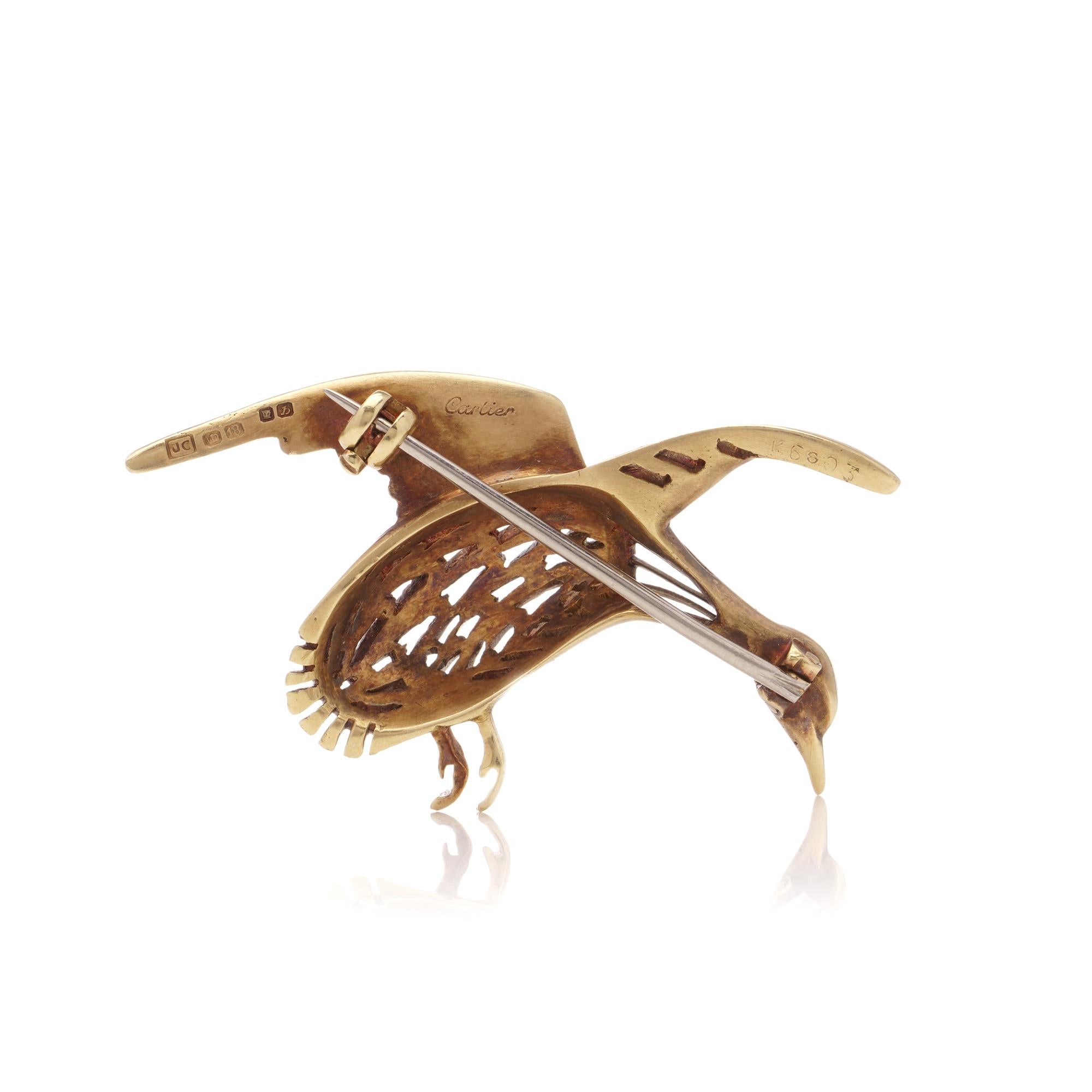 CARTIER Bird Brooch in 18kt Yellow Gold For Sale 2