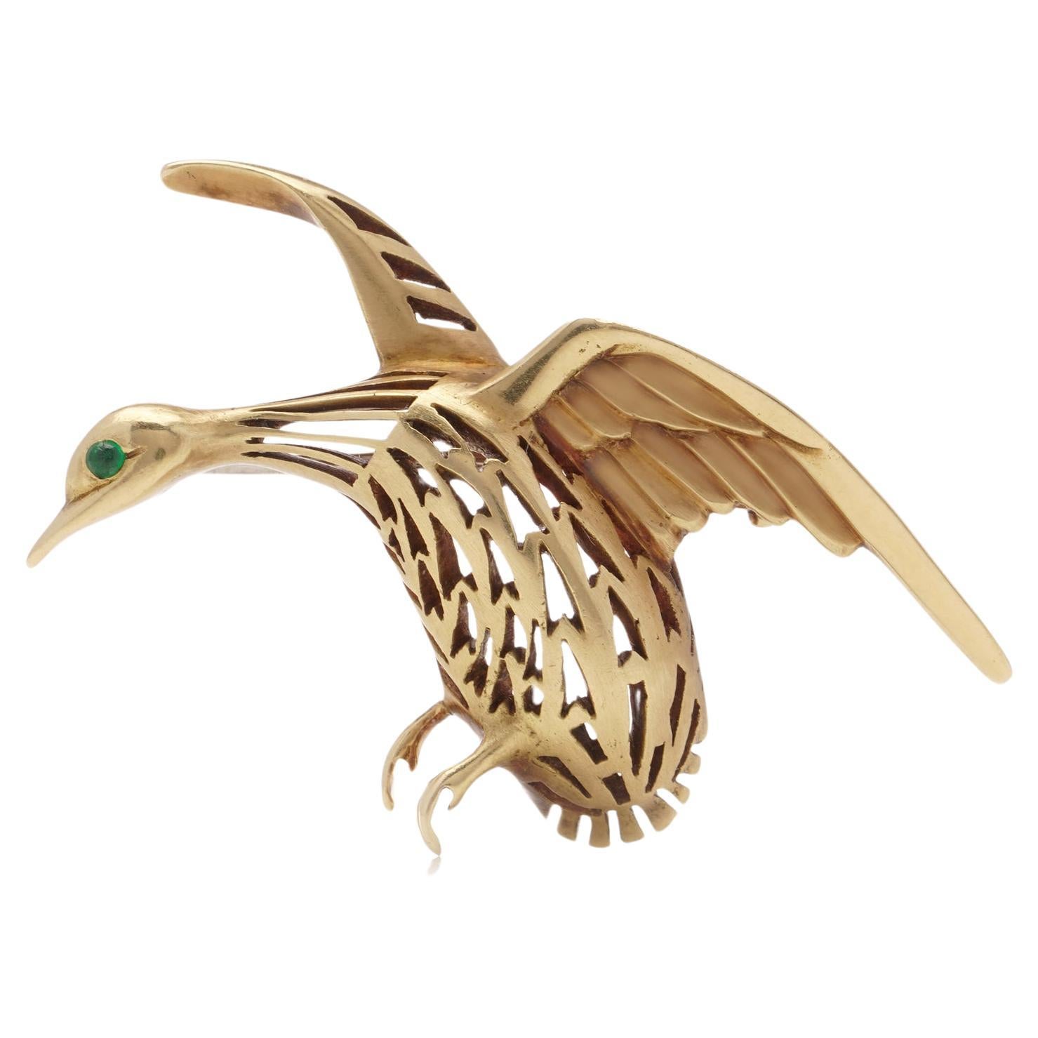 Spilla a forma di uccello in oro giallo 18 carati di Cartier