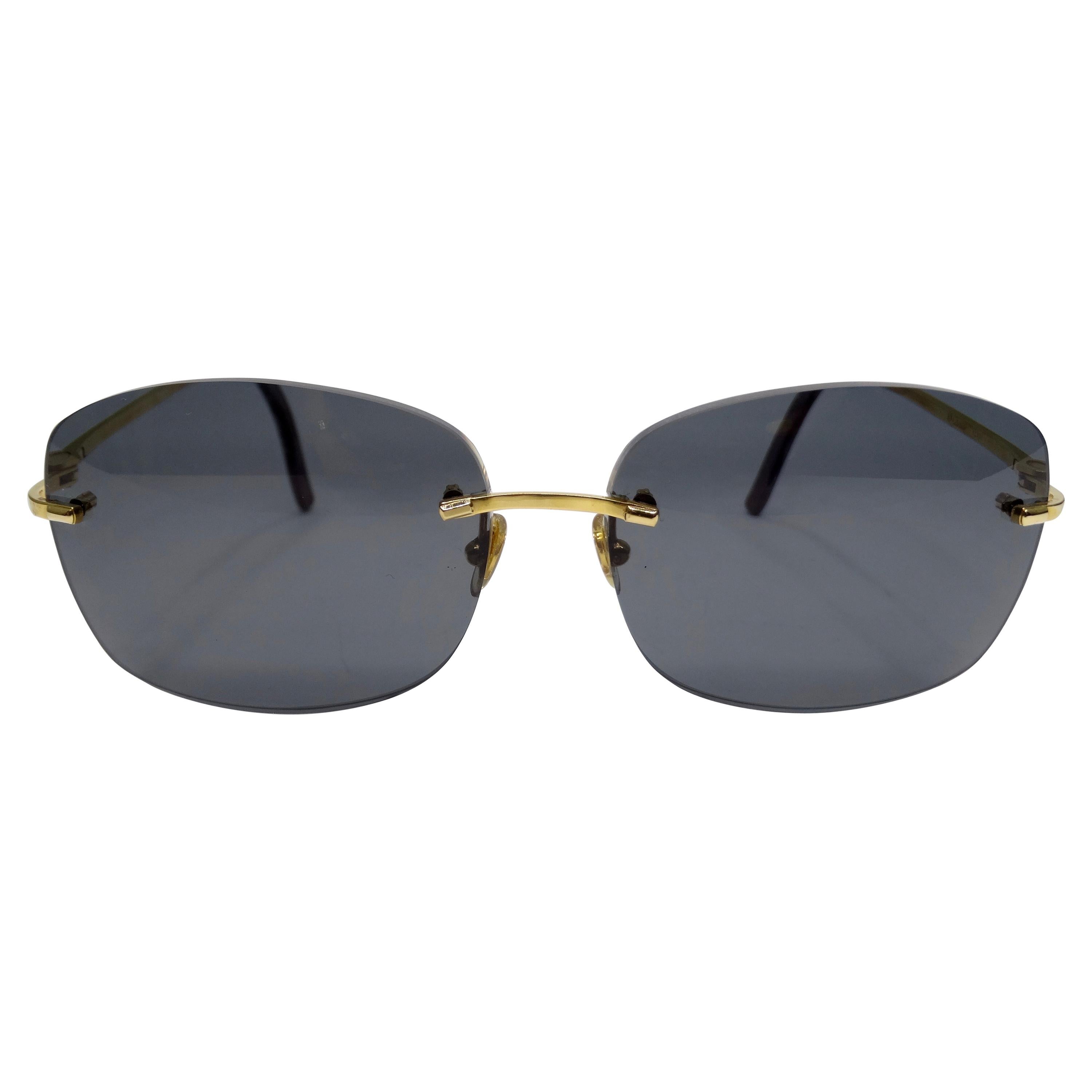 New Cartier Ascot Vendome Gold 53mm Half Frame Sunglasses Elton John France  For Sale at 1stDibs