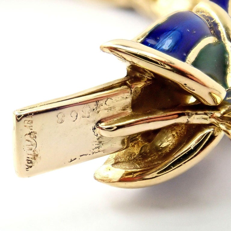 Cartier Green and Blue Enamel Yellow Gold Bangle Bracelet at 1stDibs ...