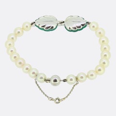 Cartier Green Chalcedony and Diamond Pearl Bracelet