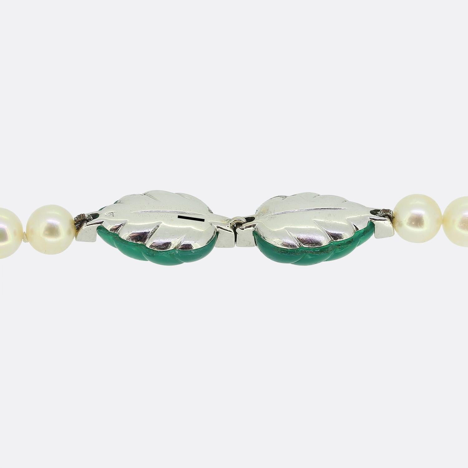 Cartier Green Chalcedony and Diamond Pearl Bracelet In Good Condition For Sale In London, GB