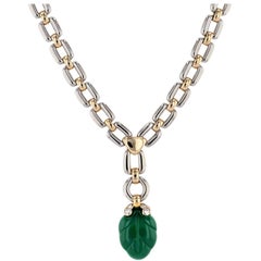 Cartier Green Chalcedony Yellow and White Gold Necklace