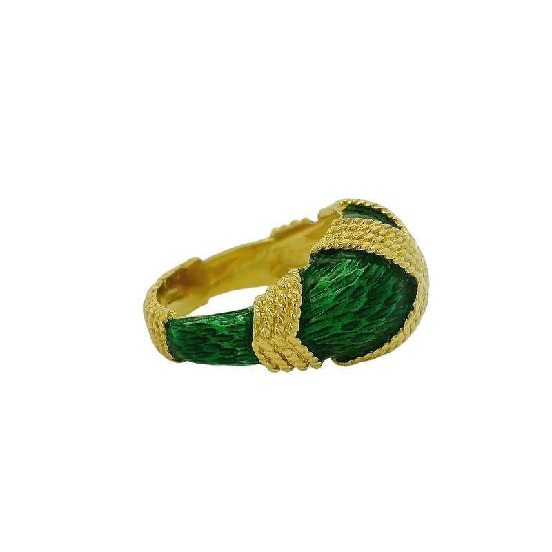 Cartier Green Enamel Band Ring In Excellent Condition In New York, NY