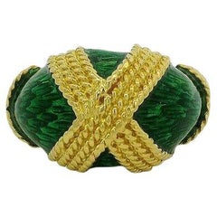 Anello a fascia con smalto verde Cartier