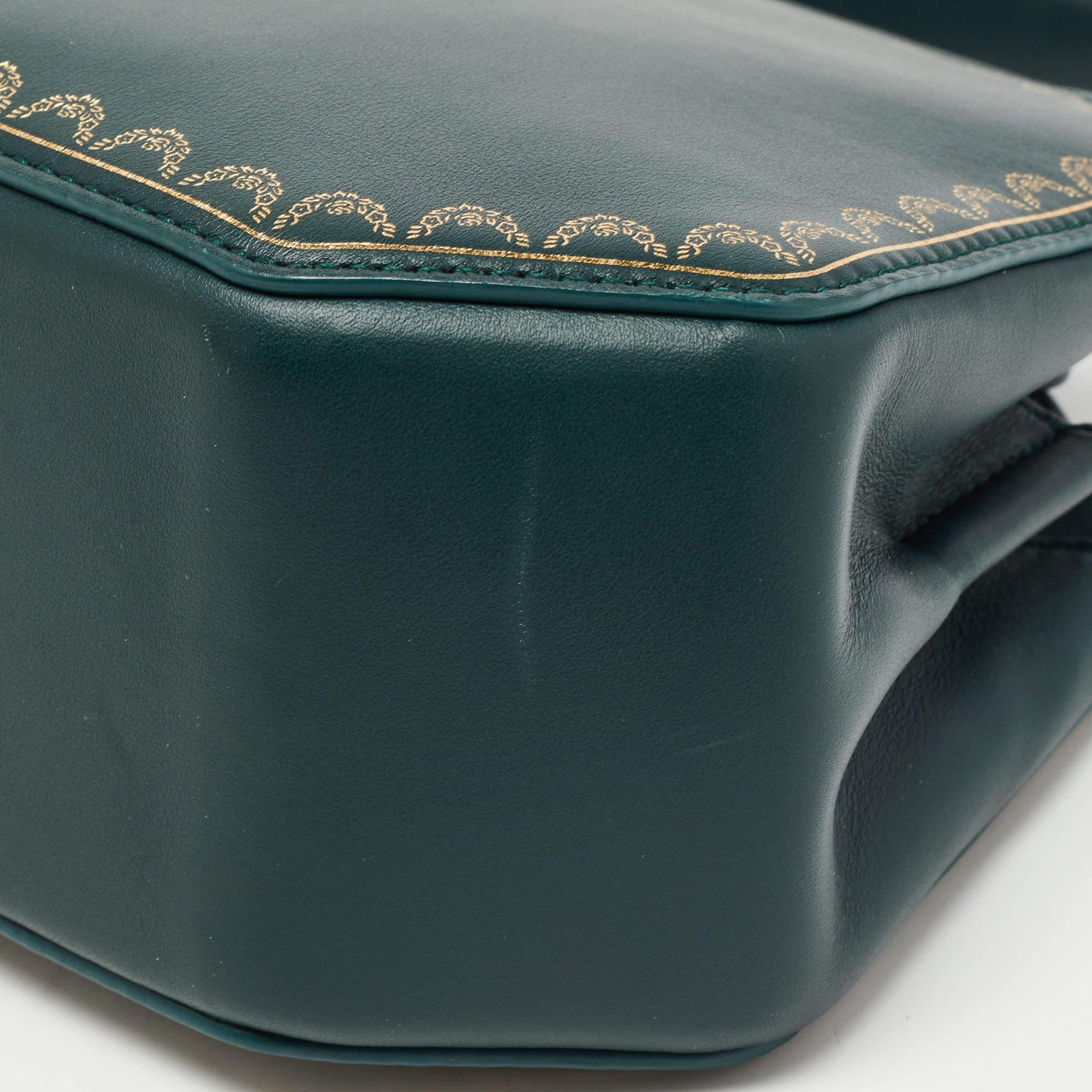 Cartier Green Leather Mini Guirlande De Cartier Top Handle Bag 9